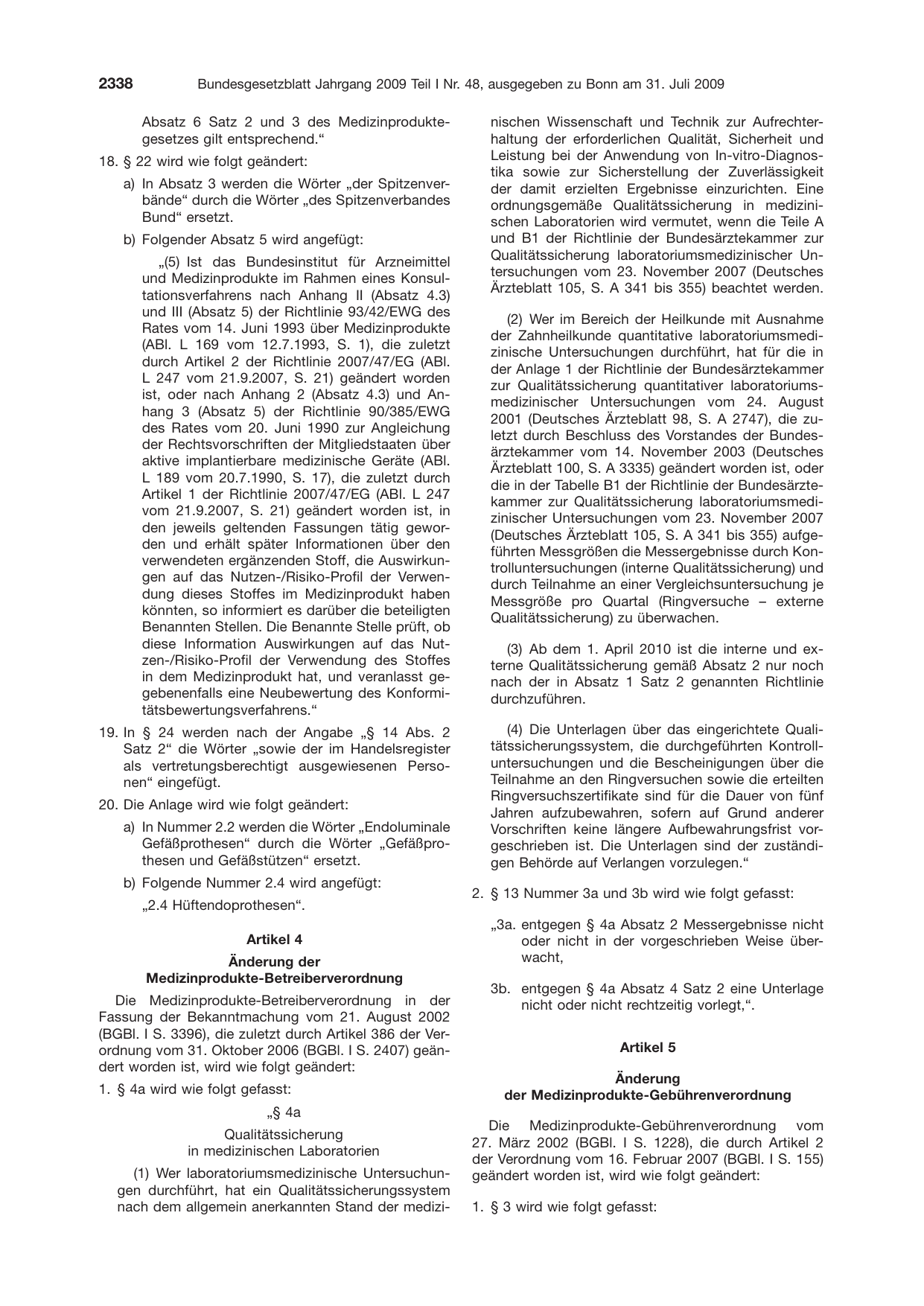 BGBl. 2009, Seite 2338 — Originalseite als Abbildung