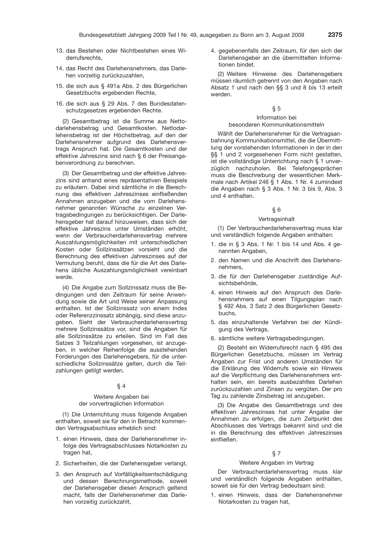 BGBl. 2009, Seite 2375 — Originalseite als Abbildung