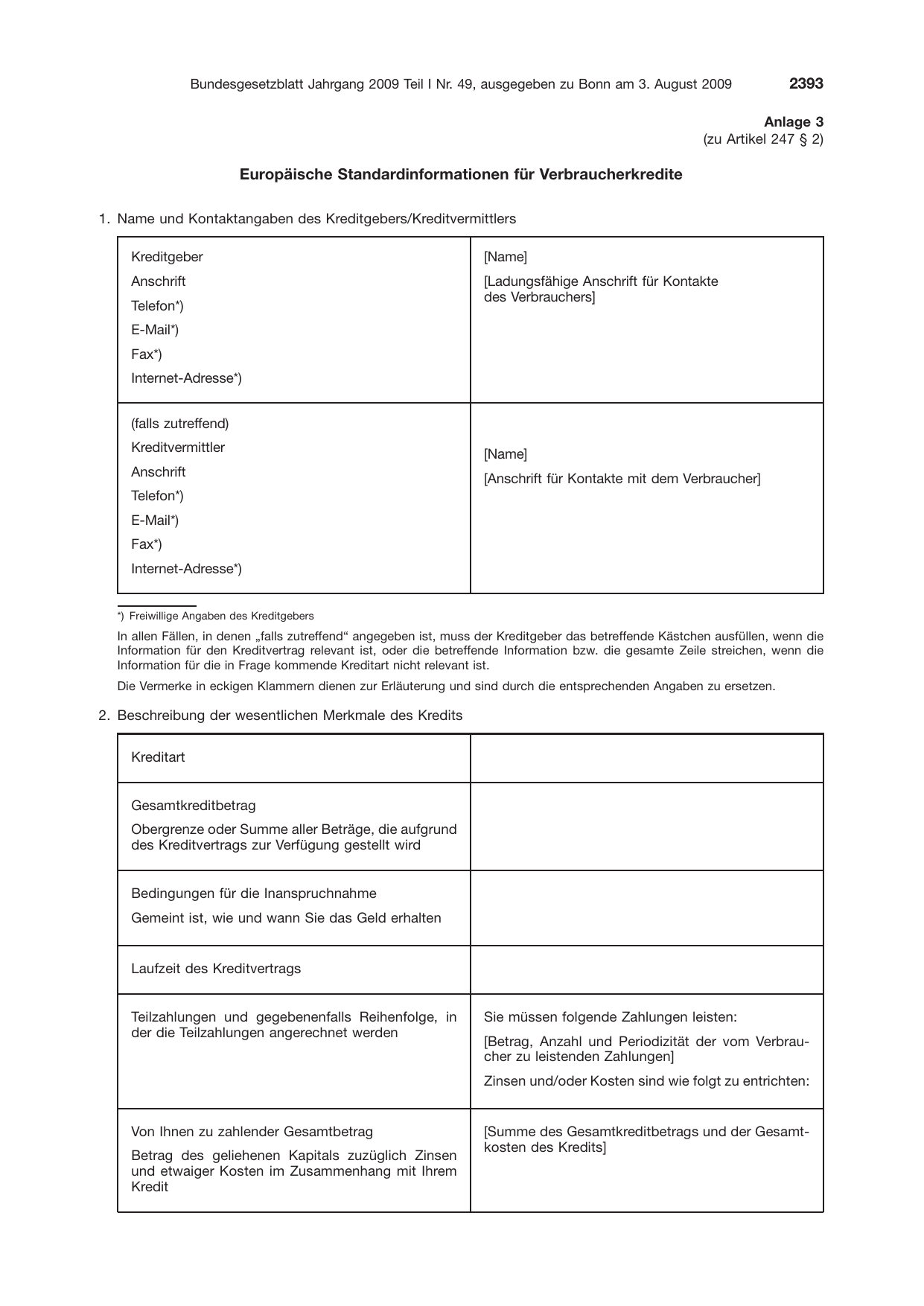 BGBl. 2009, Seite 2393 — Originalseite als Abbildung