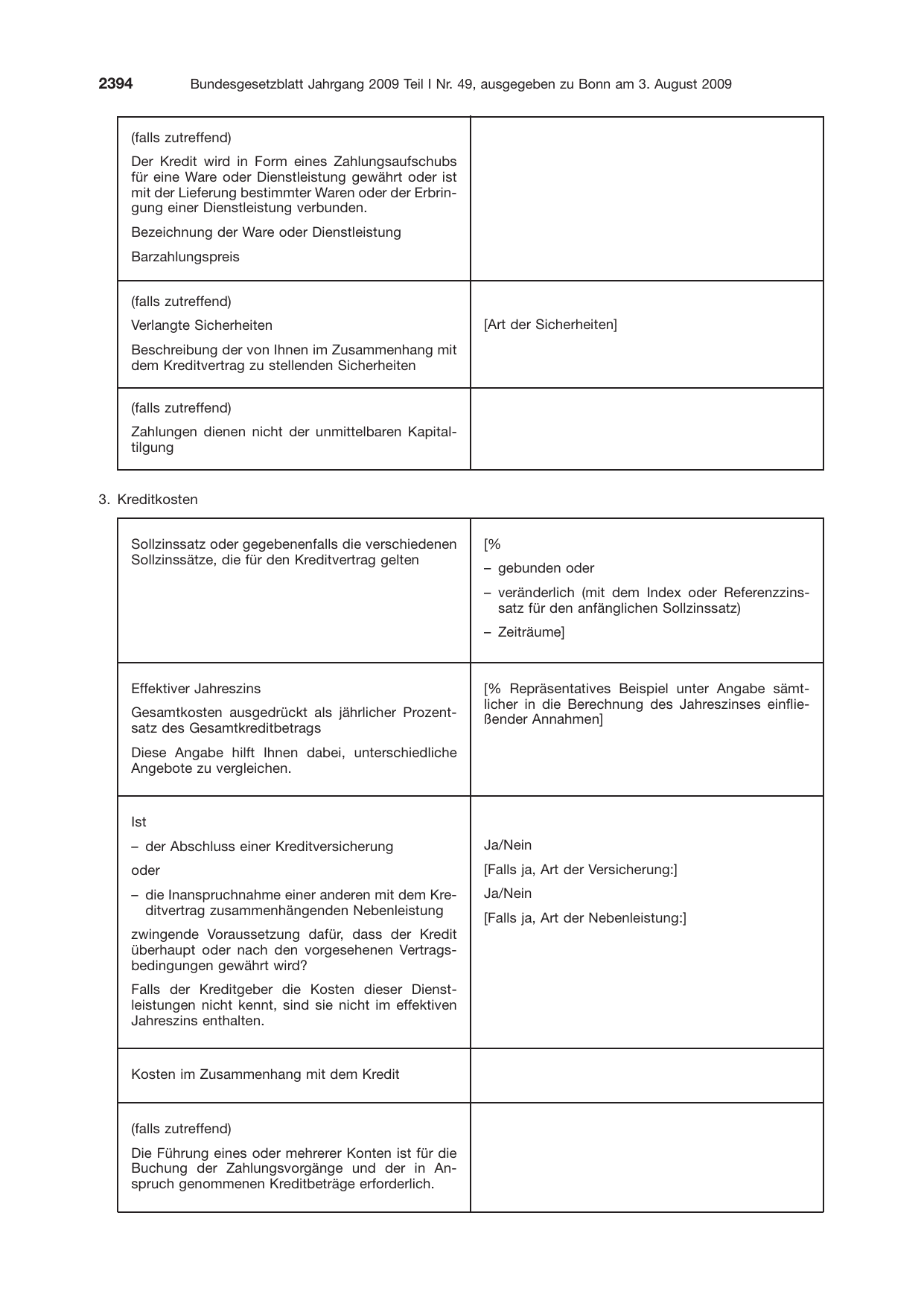 BGBl. 2009, Seite 2394 — Originalseite als Abbildung