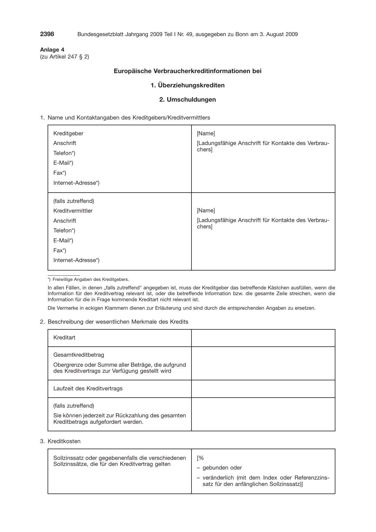 BGBl. 2009, Seite 2398 — Originalseite als Abbildung