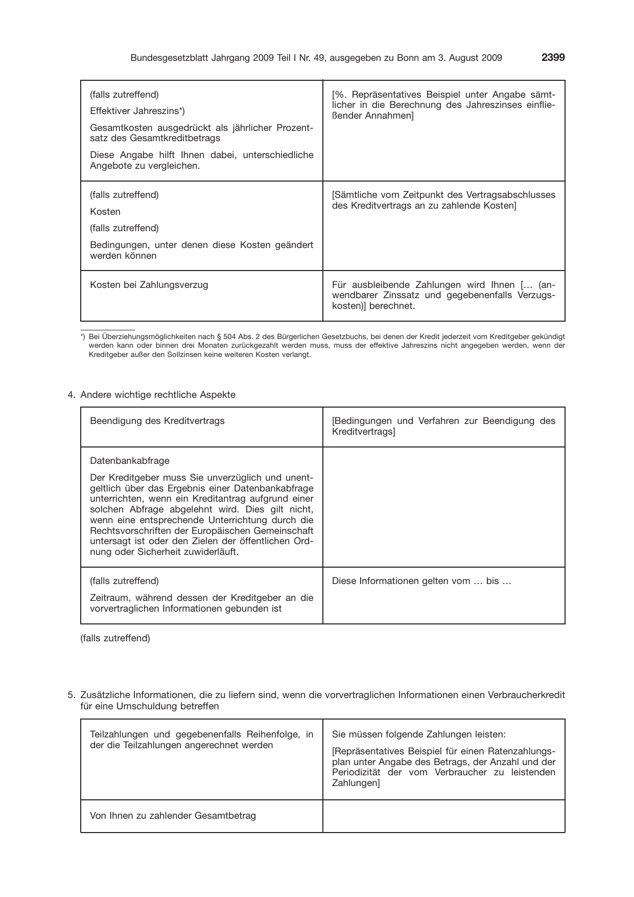 BGBl. 2009, Seite 2399 — Originalseite als Abbildung