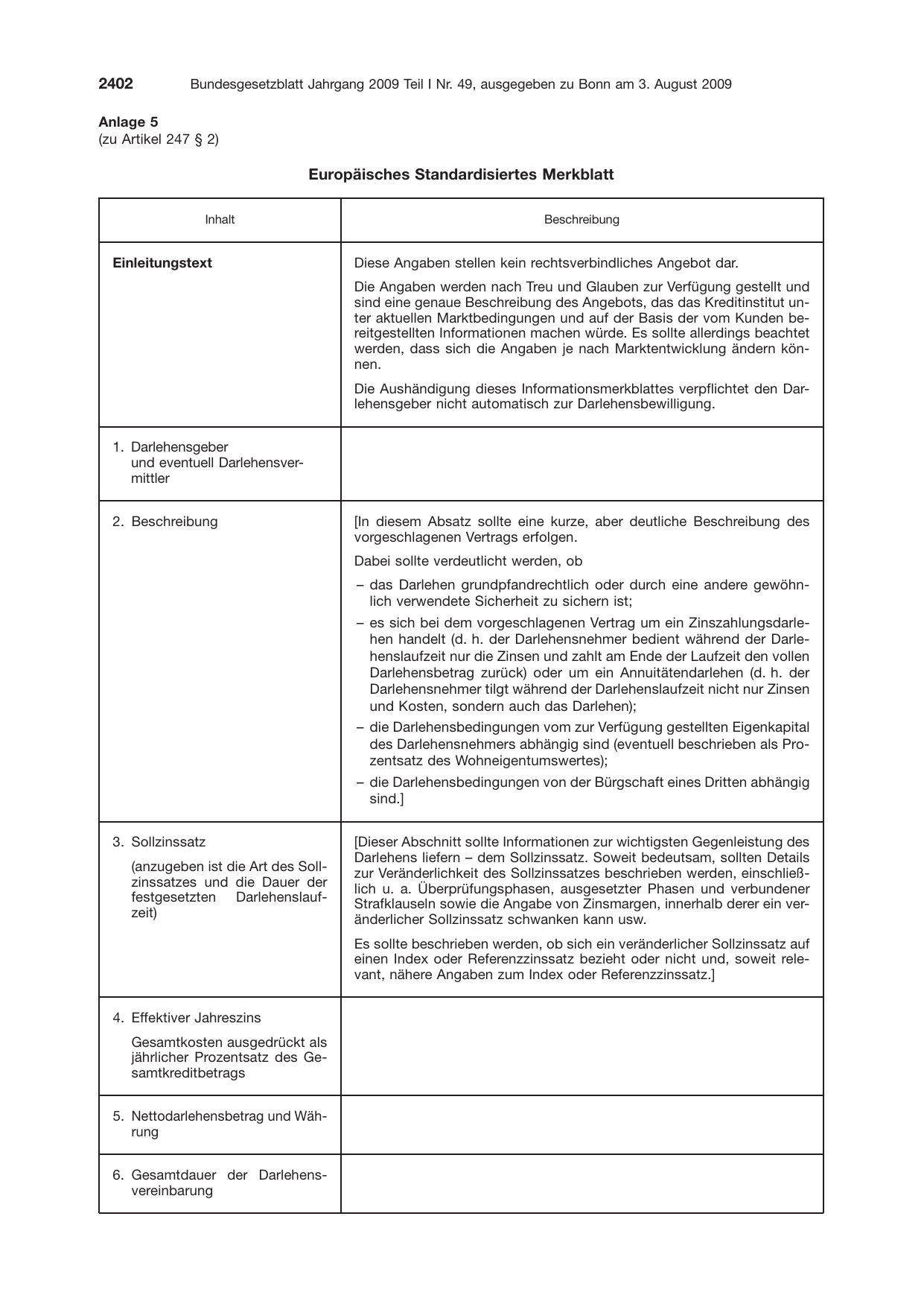 BGBl. 2009, Seite 2402 — Originalseite als Abbildung