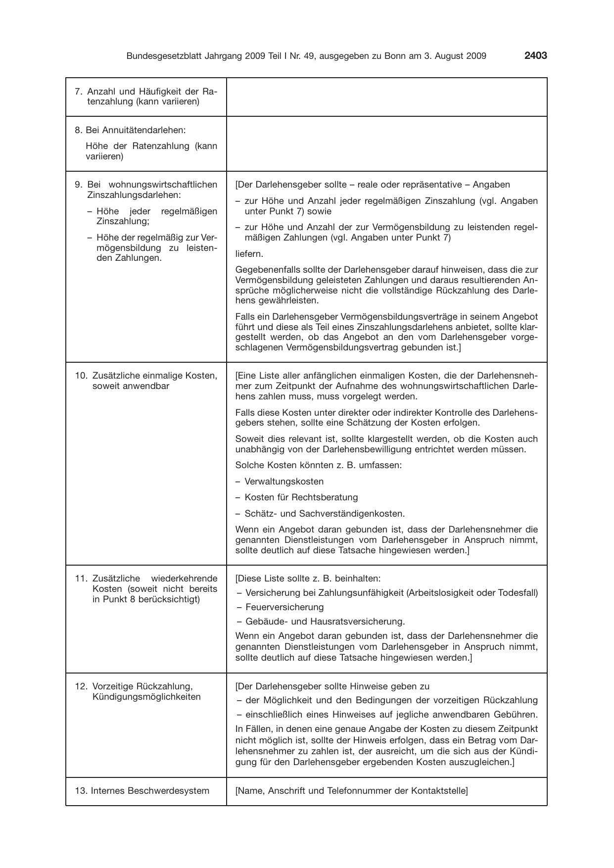 BGBl. 2009, Seite 2403 — Originalseite als Abbildung