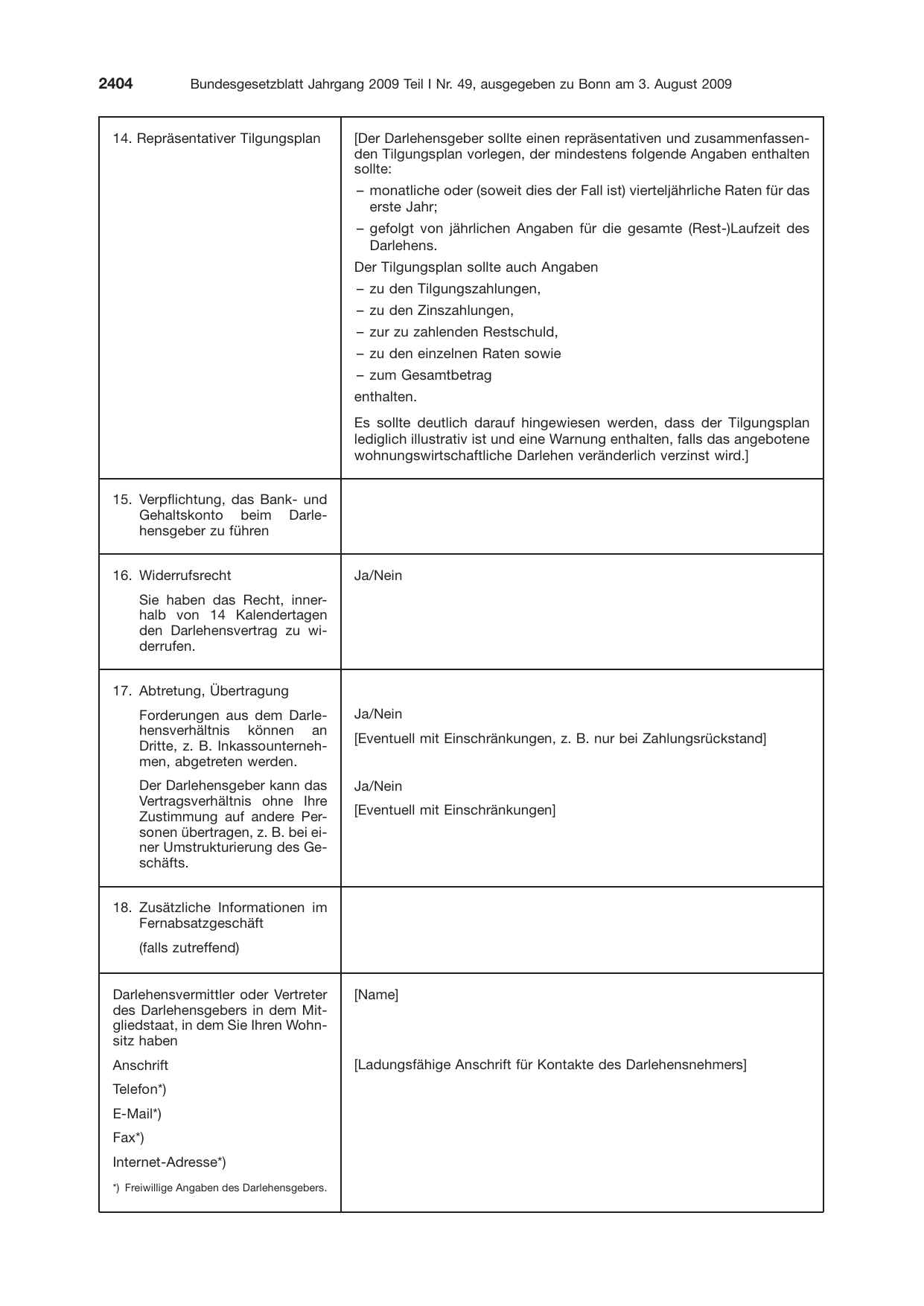 BGBl. 2009, Seite 2404 — Originalseite als Abbildung