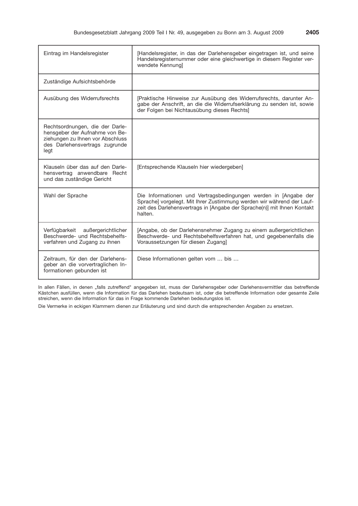 BGBl. 2009, Seite 2405 — Originalseite als Abbildung