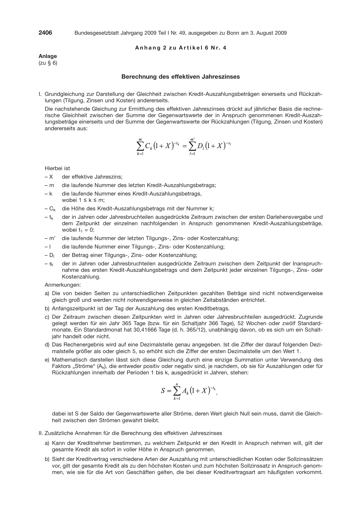 BGBl. 2009, Seite 2406 — Originalseite als Abbildung