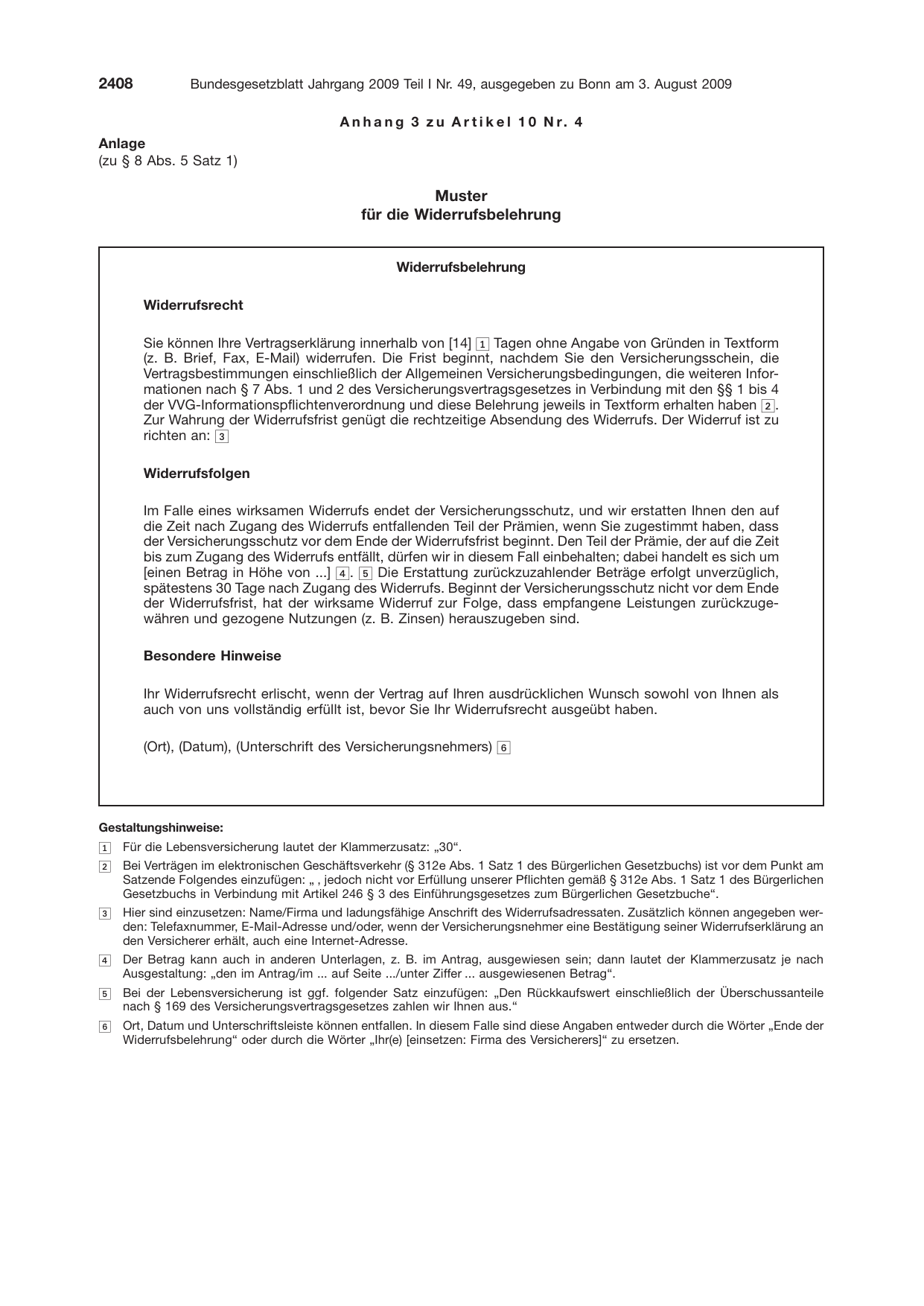BGBl. 2009, Seite 2408 — Originalseite als Abbildung