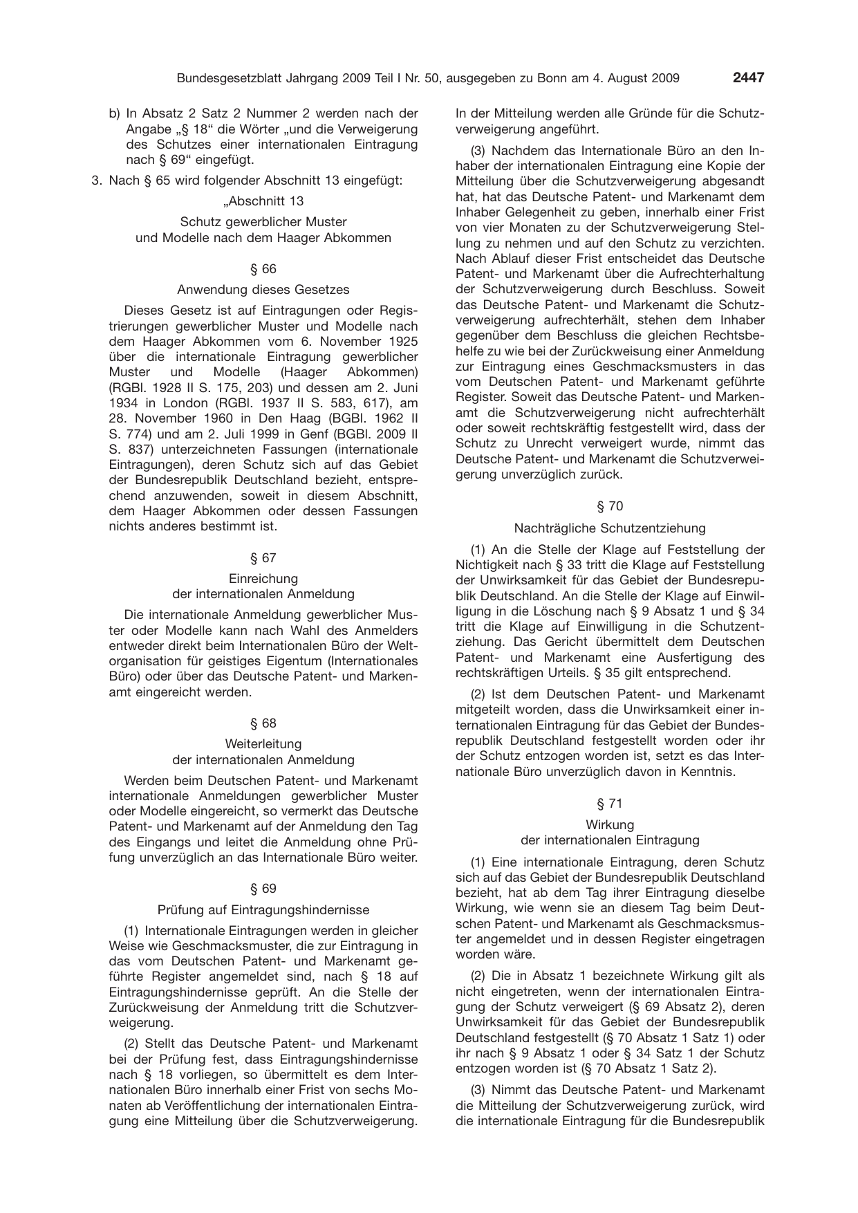 BGBl. 2009, Seite 2447 — Originalseite als Abbildung