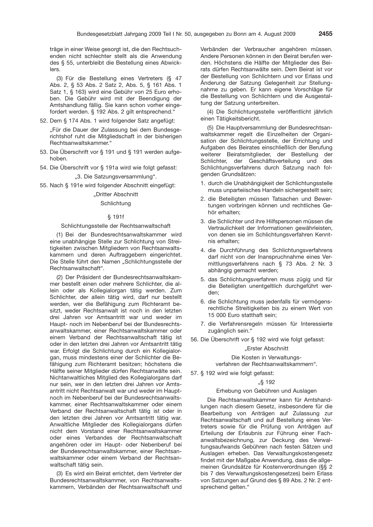 BGBl. 2009, Seite 2455 — Originalseite als Abbildung