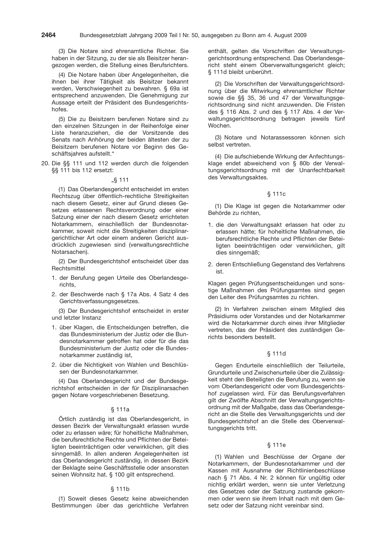 BGBl. 2009, Seite 2464 — Originalseite als Abbildung