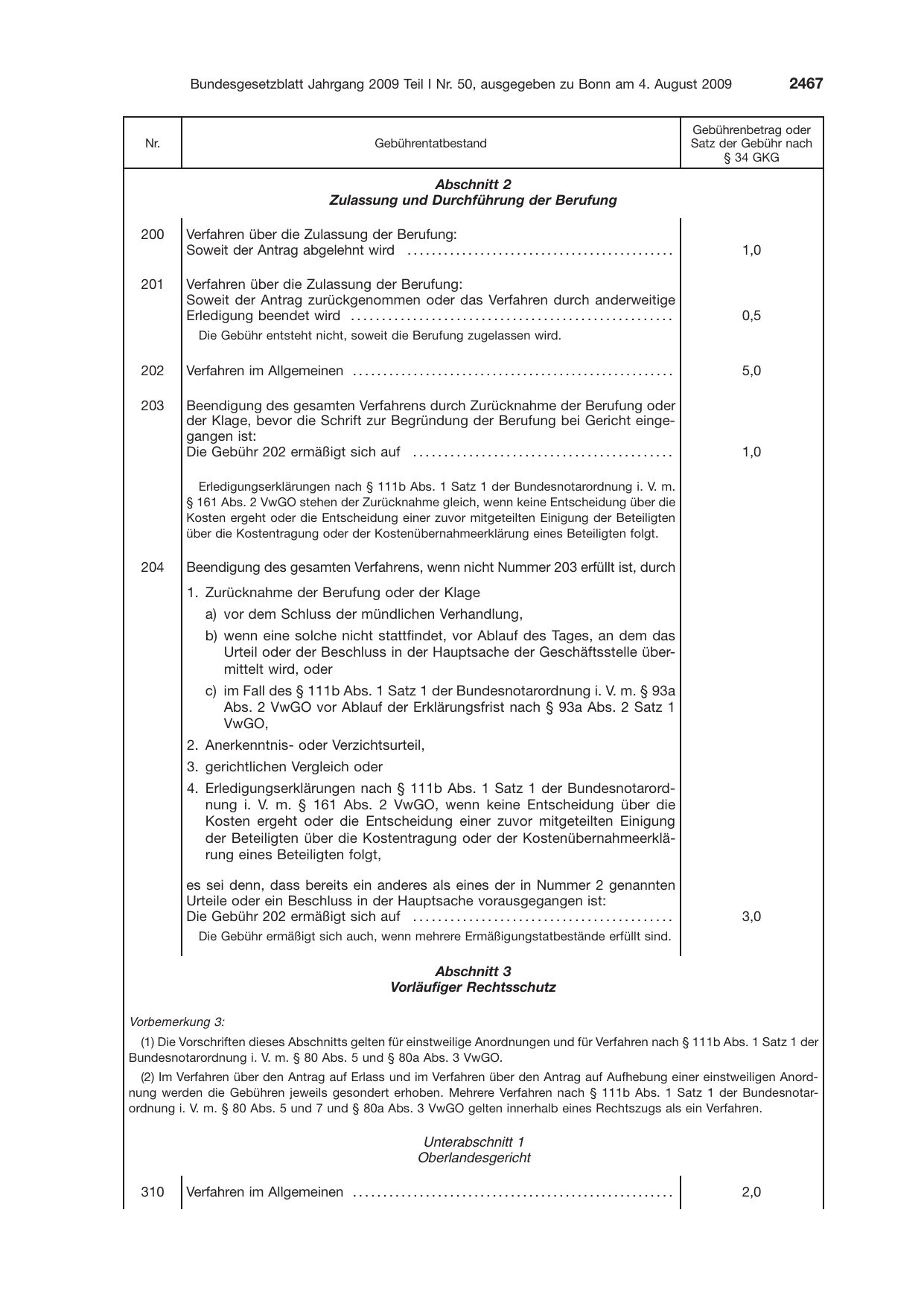 BGBl. 2009, Seite 2467 — Originalseite als Abbildung