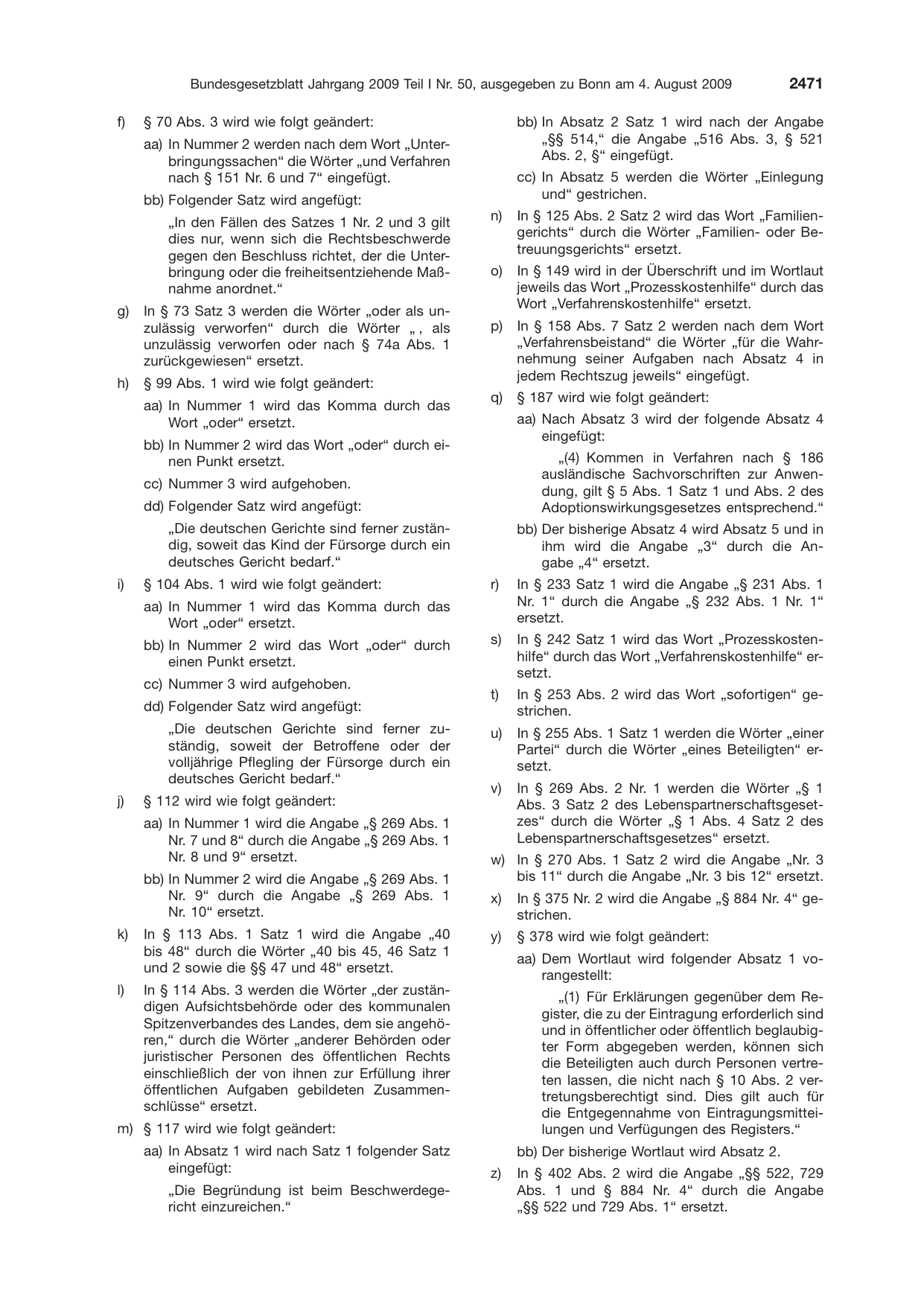 BGBl. 2009, Seite 2471 — Originalseite als Abbildung