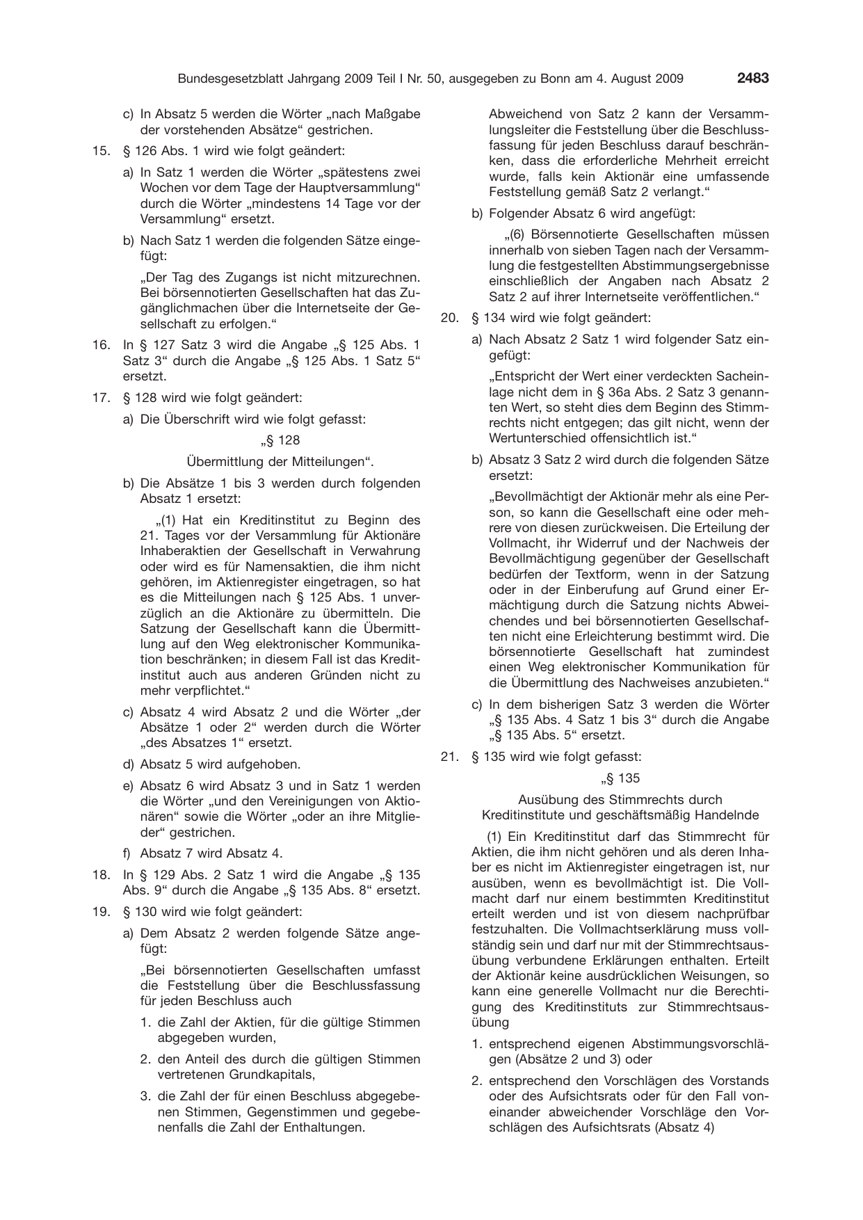 BGBl. 2009, Seite 2483 — Originalseite als Abbildung
