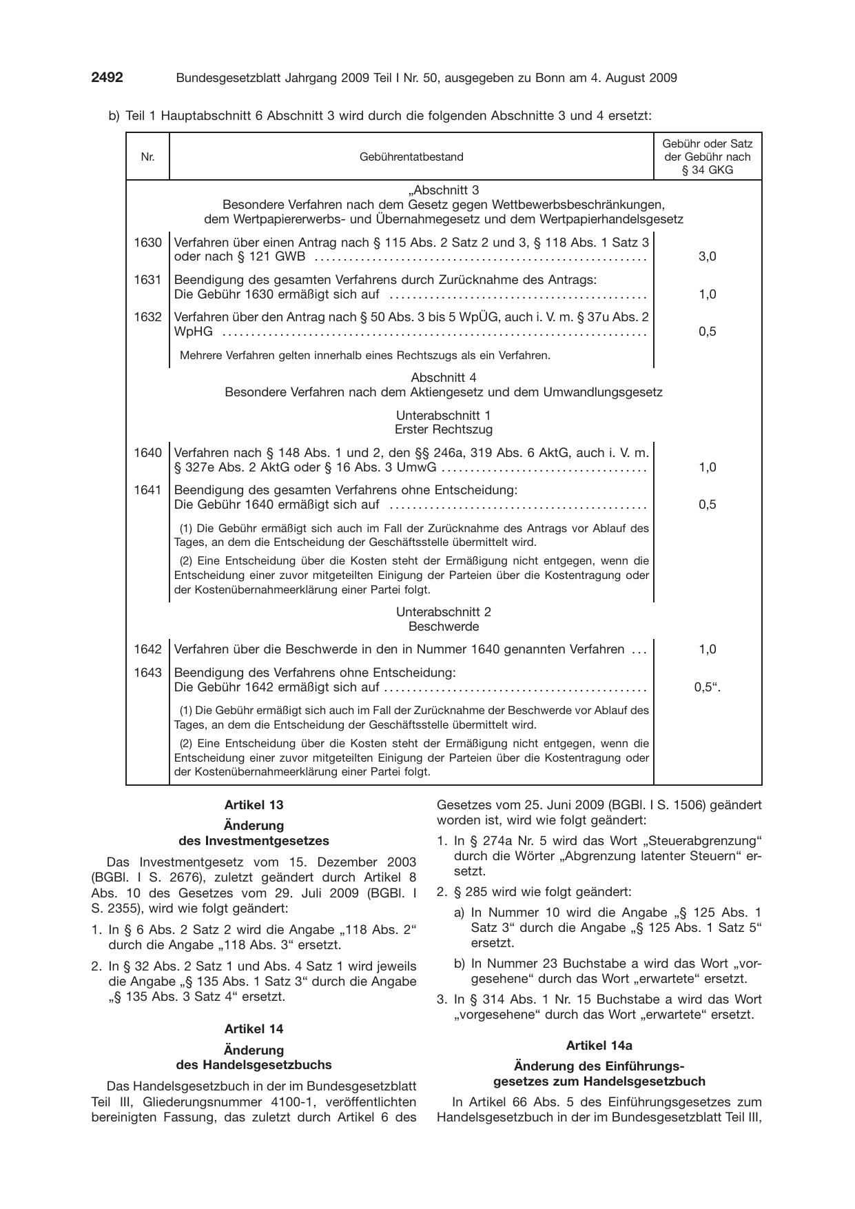 BGBl. 2009, Seite 2492 — Originalseite als Abbildung