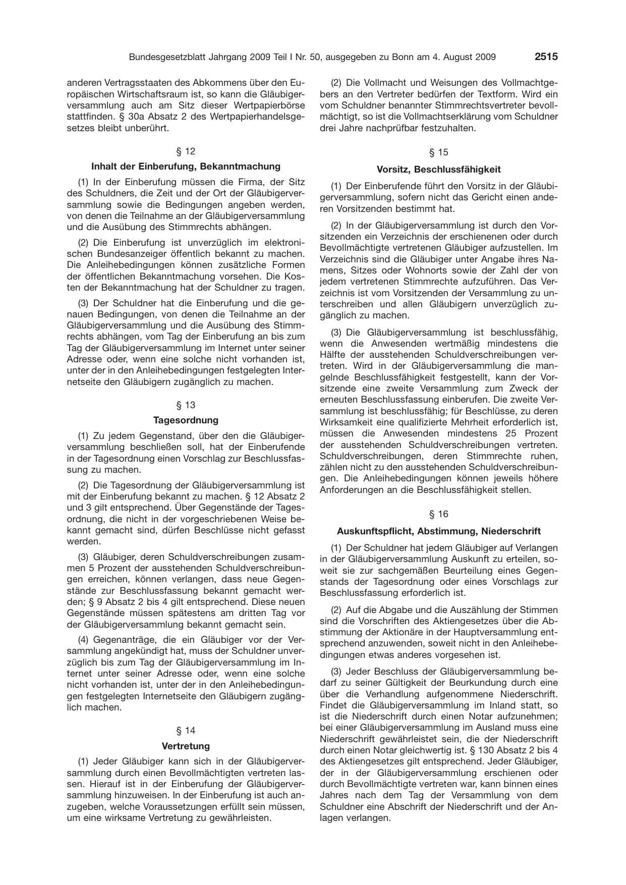 BGBl. 2009, Seite 2515 — Originalseite als Abbildung