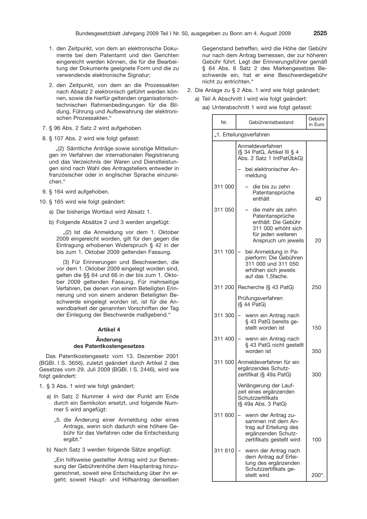 BGBl. 2009, Seite 2525 — Originalseite als Abbildung