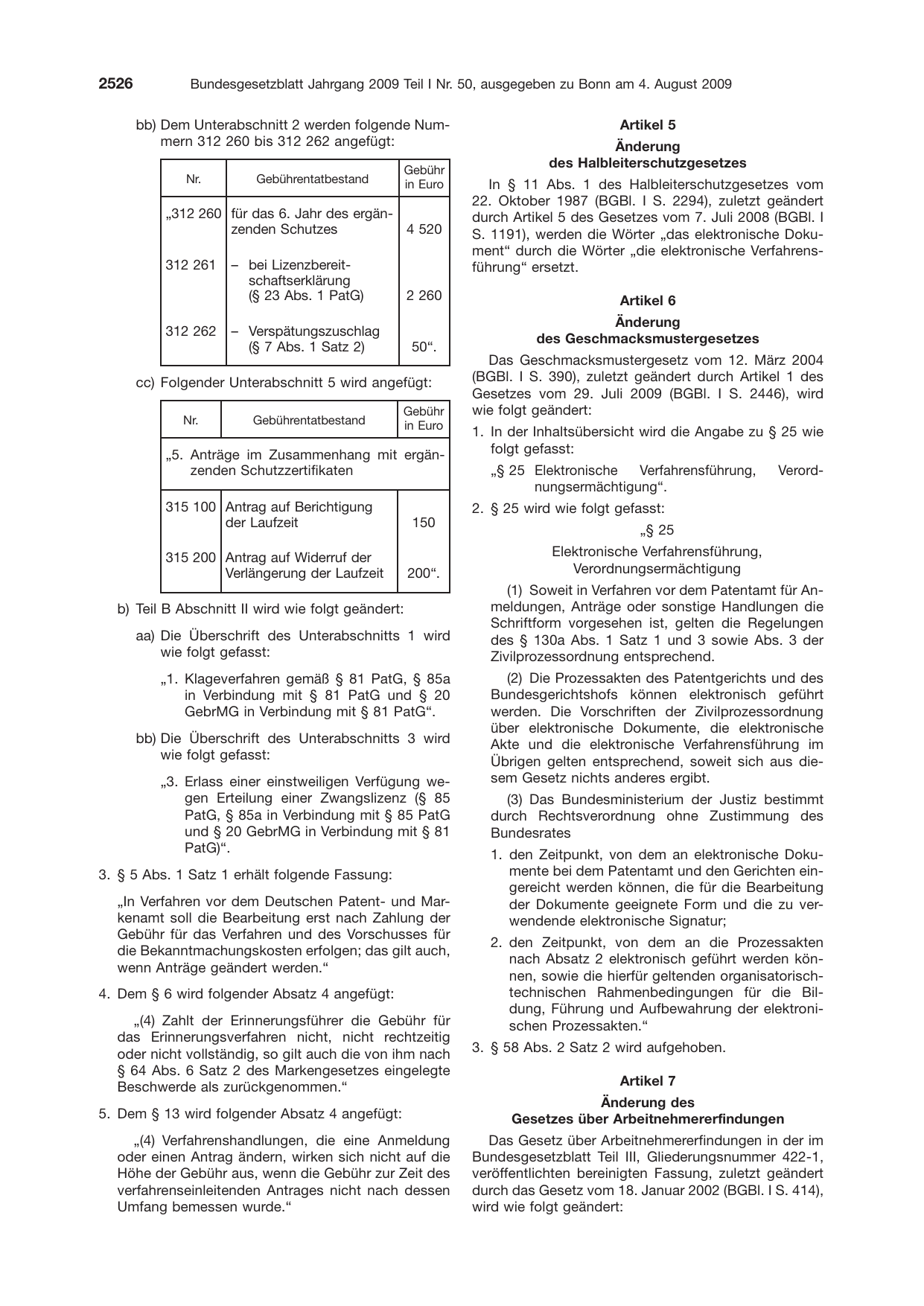 BGBl. 2009, Seite 2526 — Originalseite als Abbildung