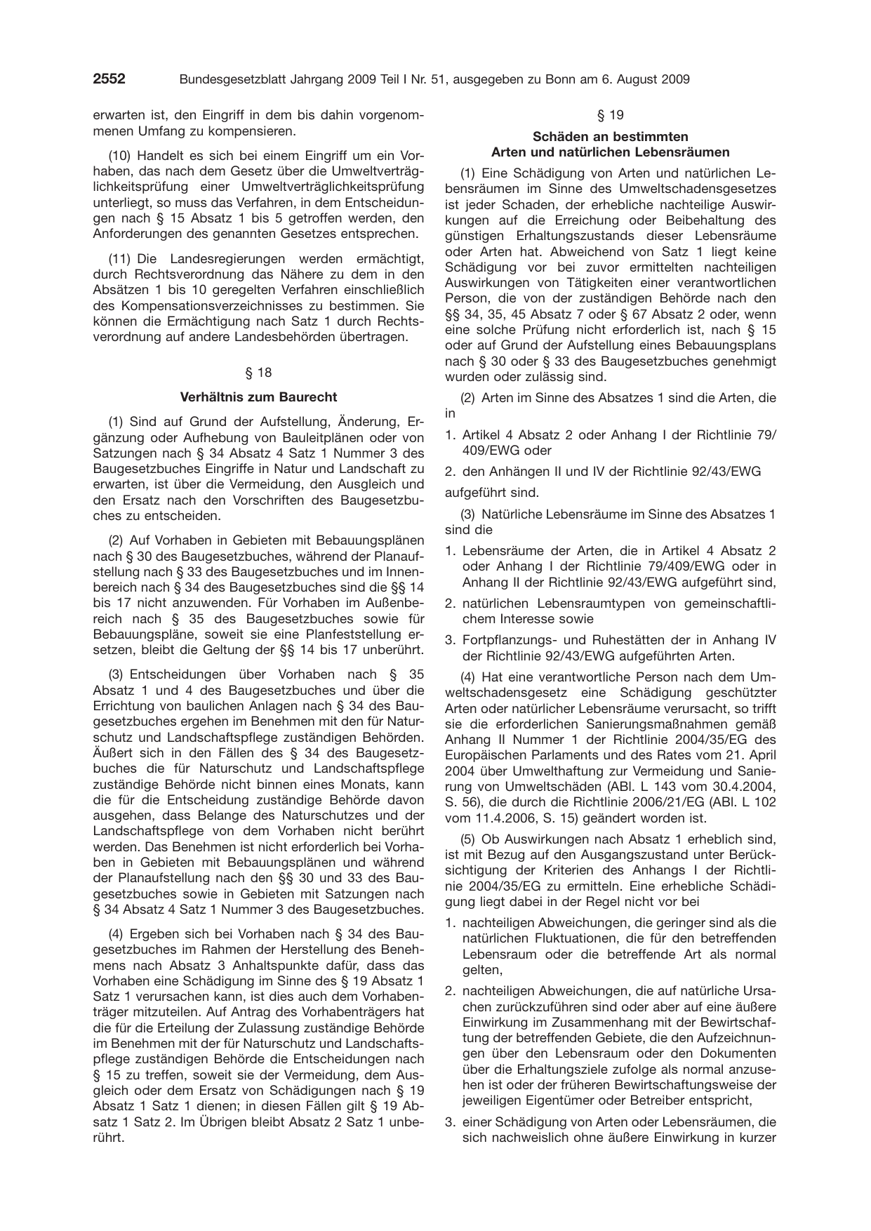 BGBl. 2009, Seite 2552 — Originalseite als Abbildung