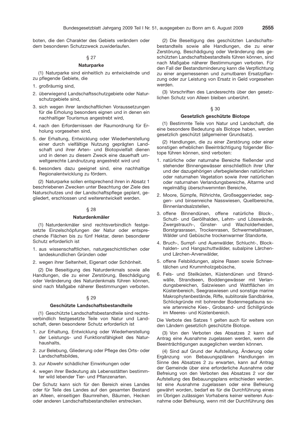 BGBl. 2009, Seite 2555 — Originalseite als Abbildung