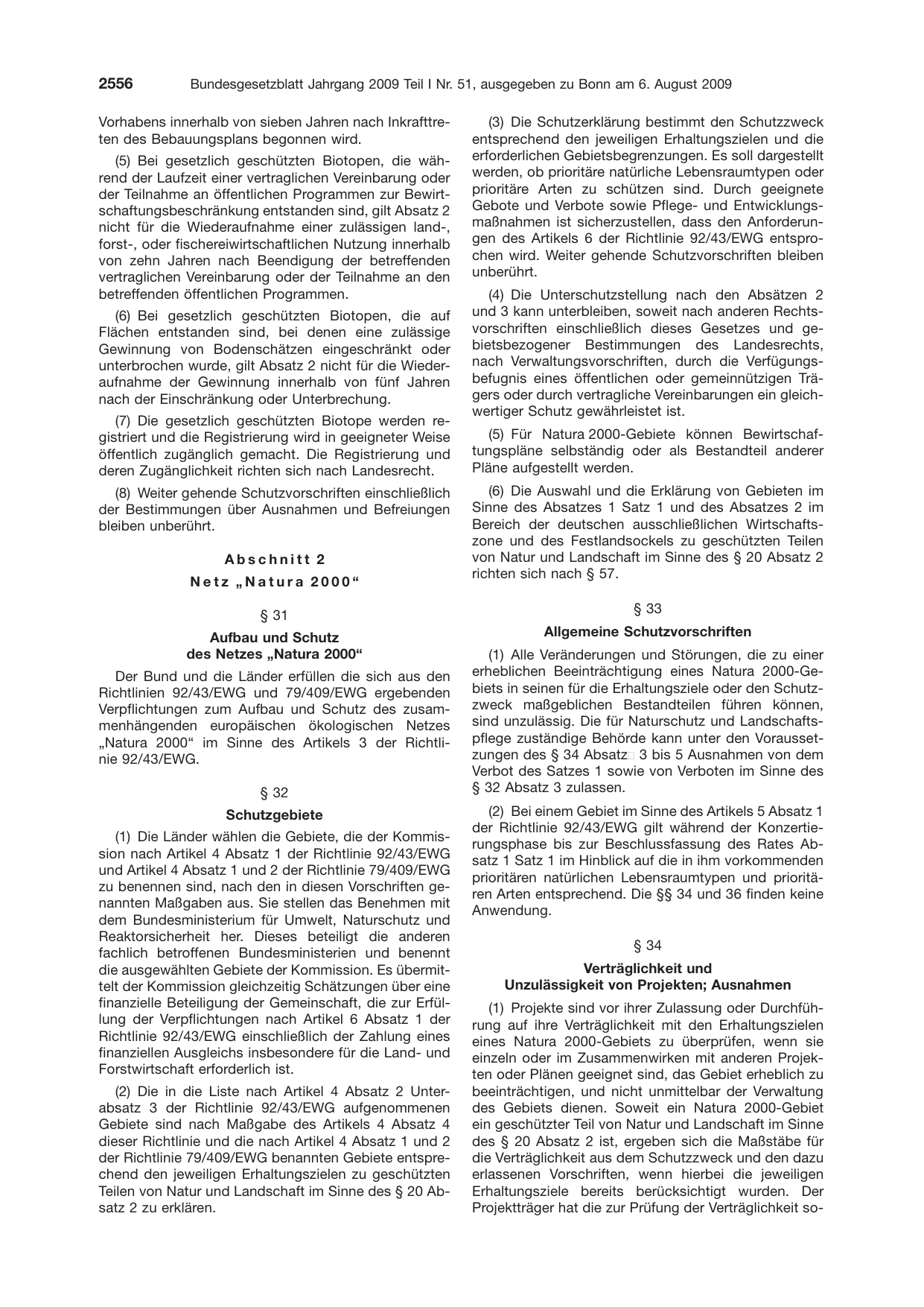 BGBl. 2009, Seite 2556 — Originalseite als Abbildung