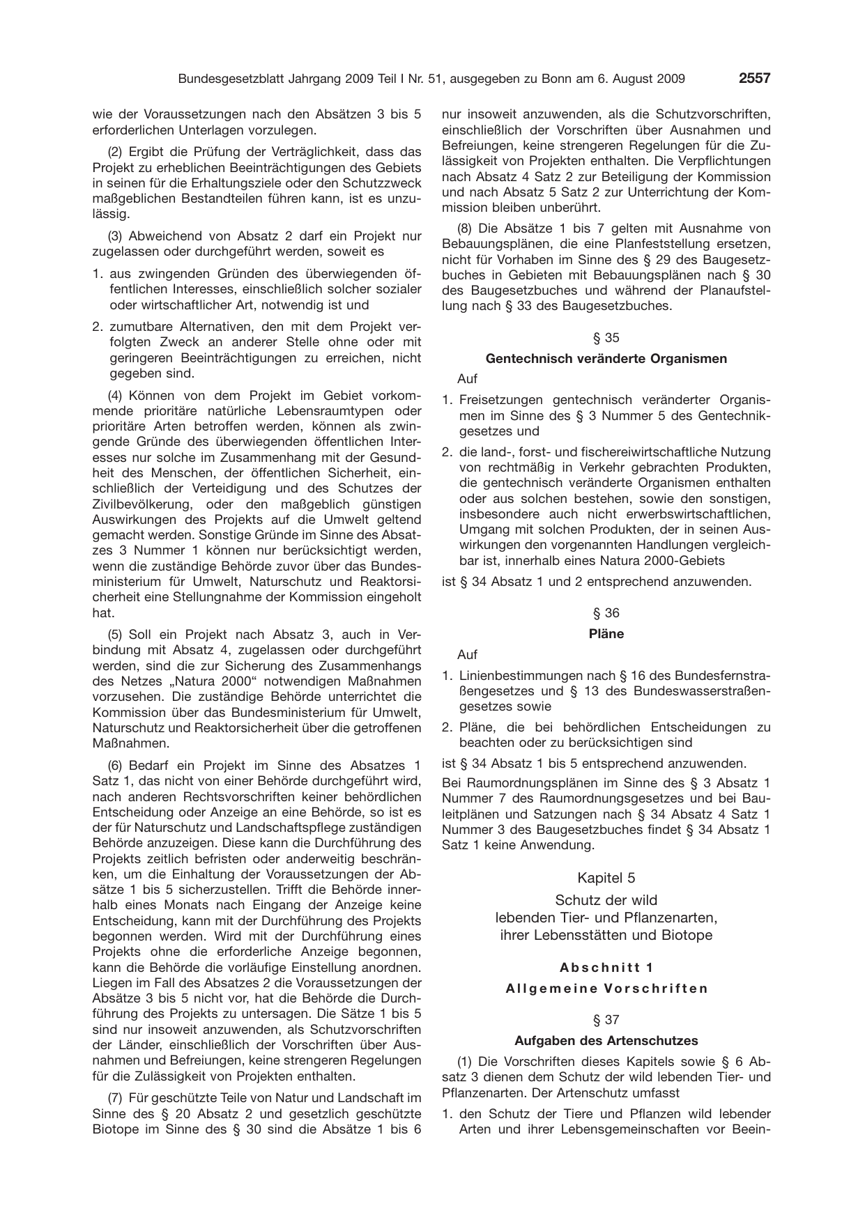 BGBl. 2009, Seite 2557 — Originalseite als Abbildung