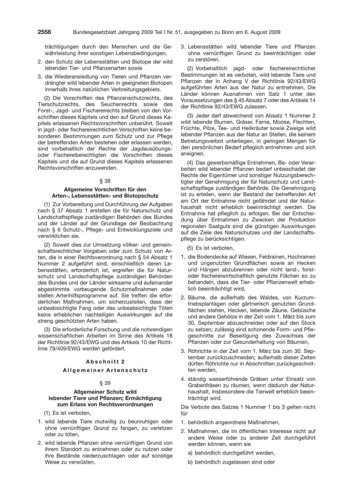 BGBl. 2009, Seite 2558 — Originalseite als Abbildung