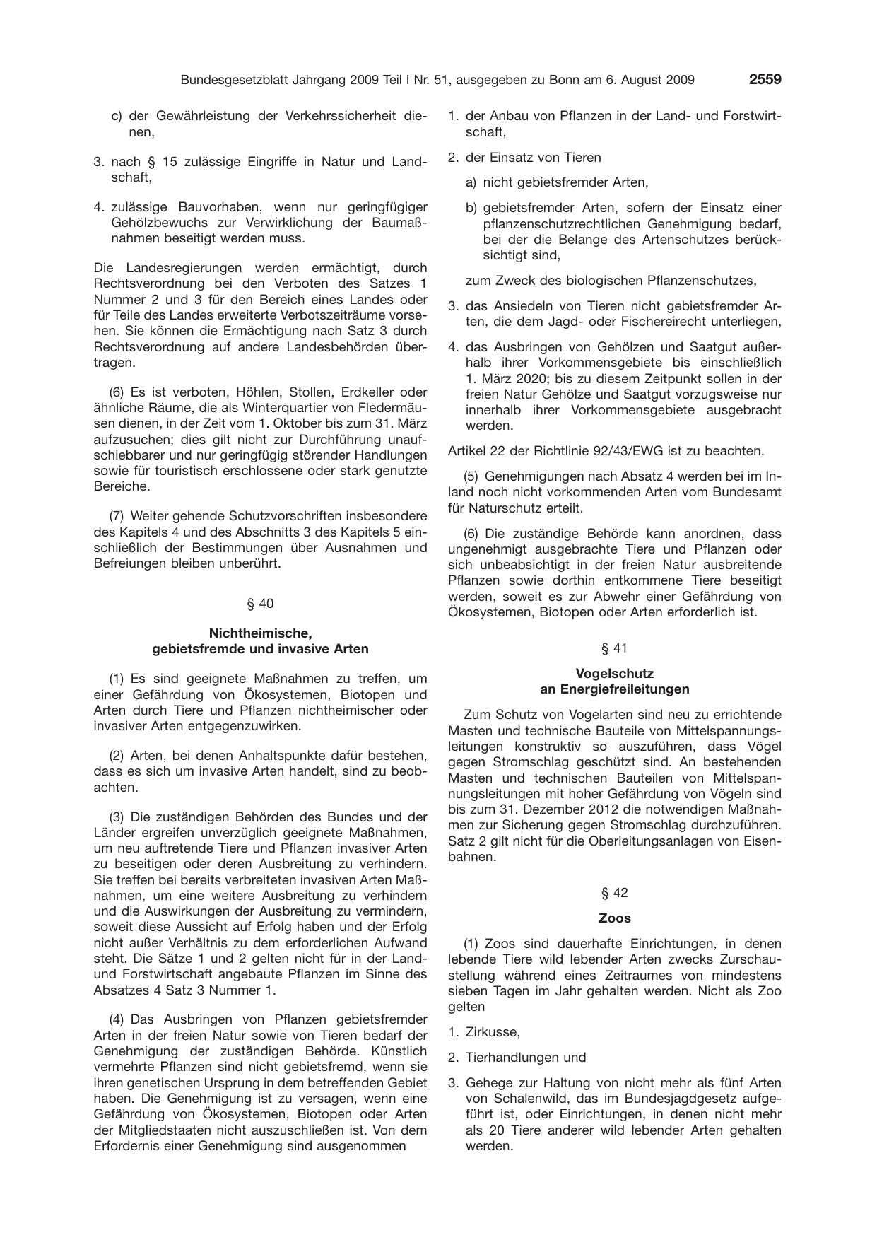 BGBl. 2009, Seite 2559 — Originalseite als Abbildung