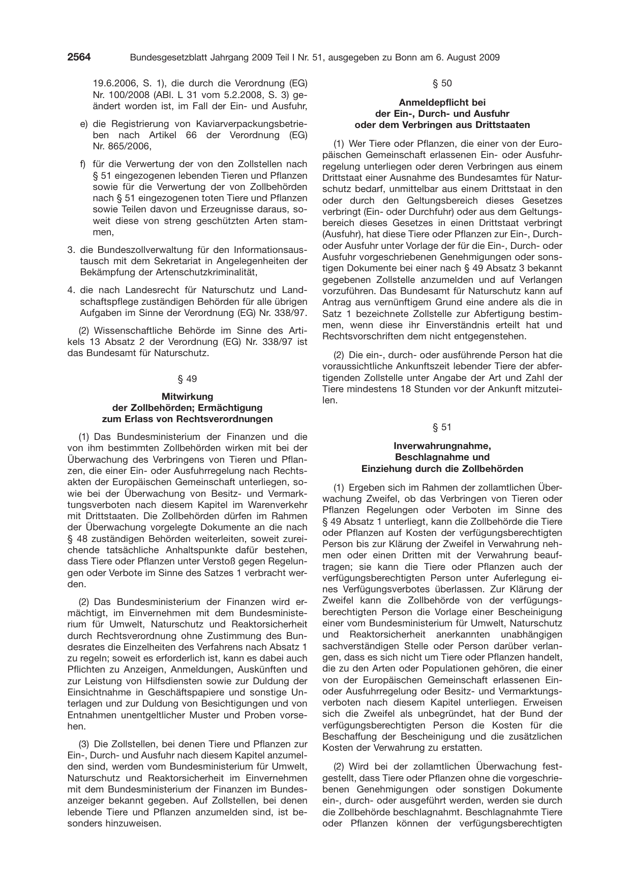 BGBl. 2009, Seite 2564 — Originalseite als Abbildung