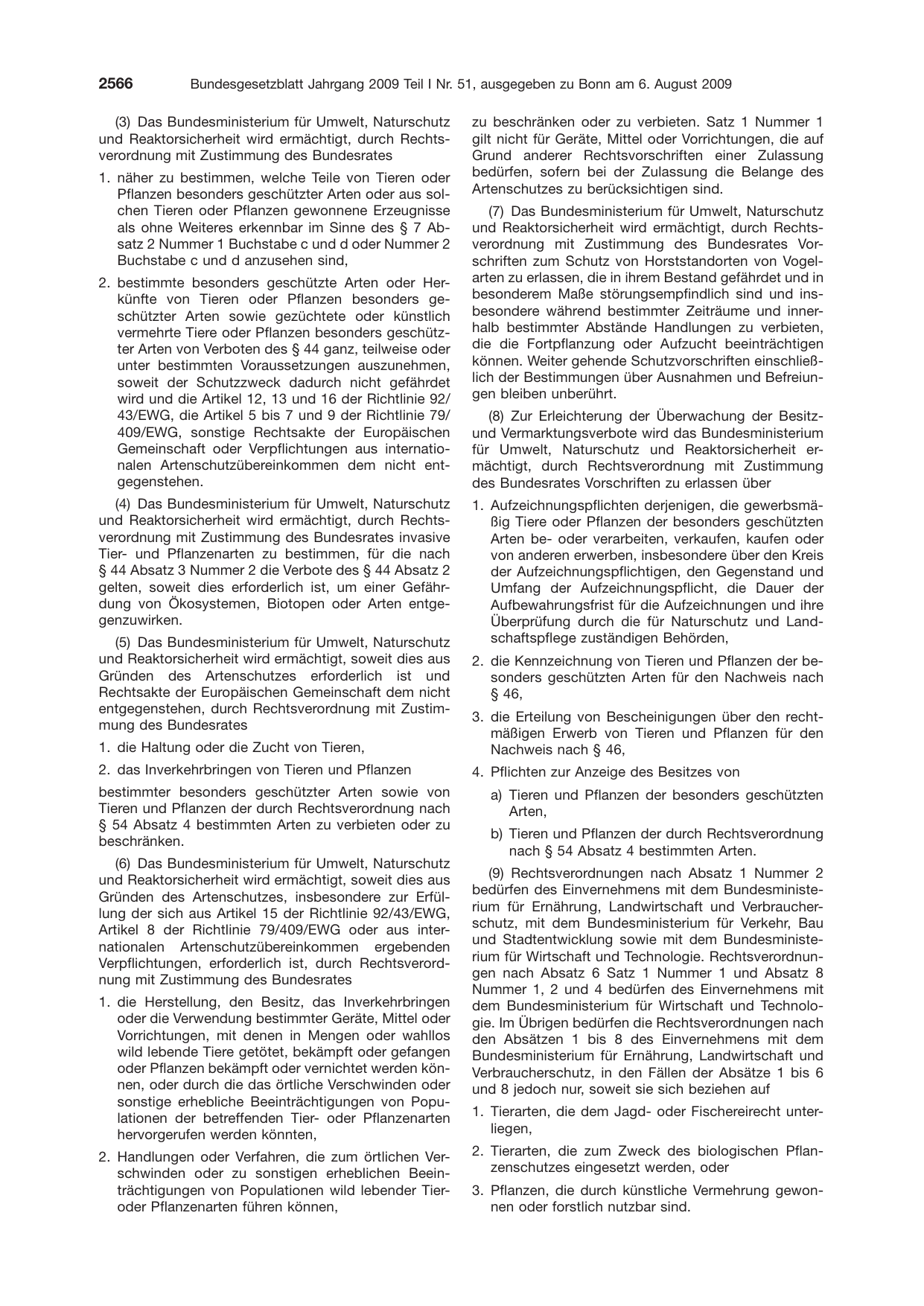 BGBl. 2009, Seite 2566 — Originalseite als Abbildung