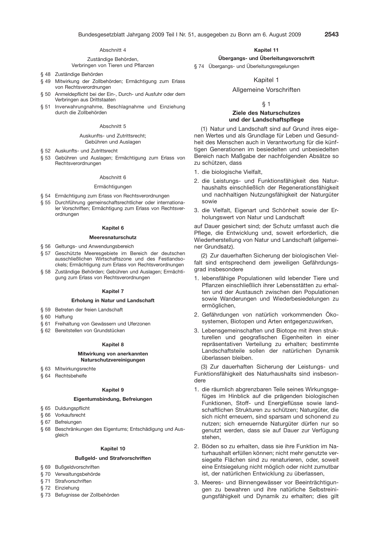 BGBl. 2009, Seite 2543 — Originalseite als Abbildung