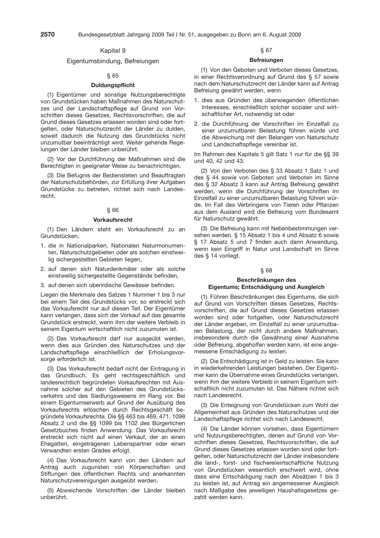 BGBl. 2009, Seite 2570 — Originalseite als Abbildung