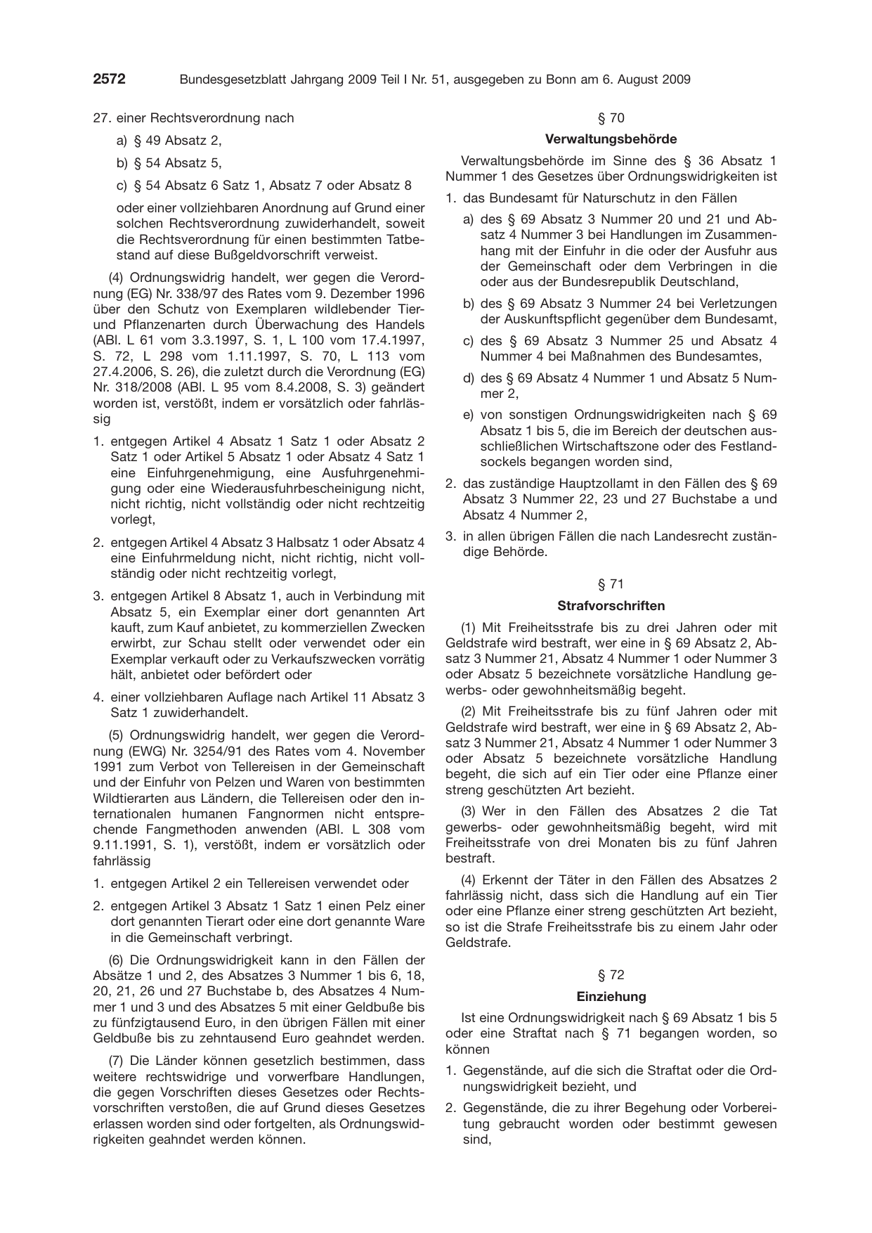 BGBl. 2009, Seite 2572 — Originalseite als Abbildung