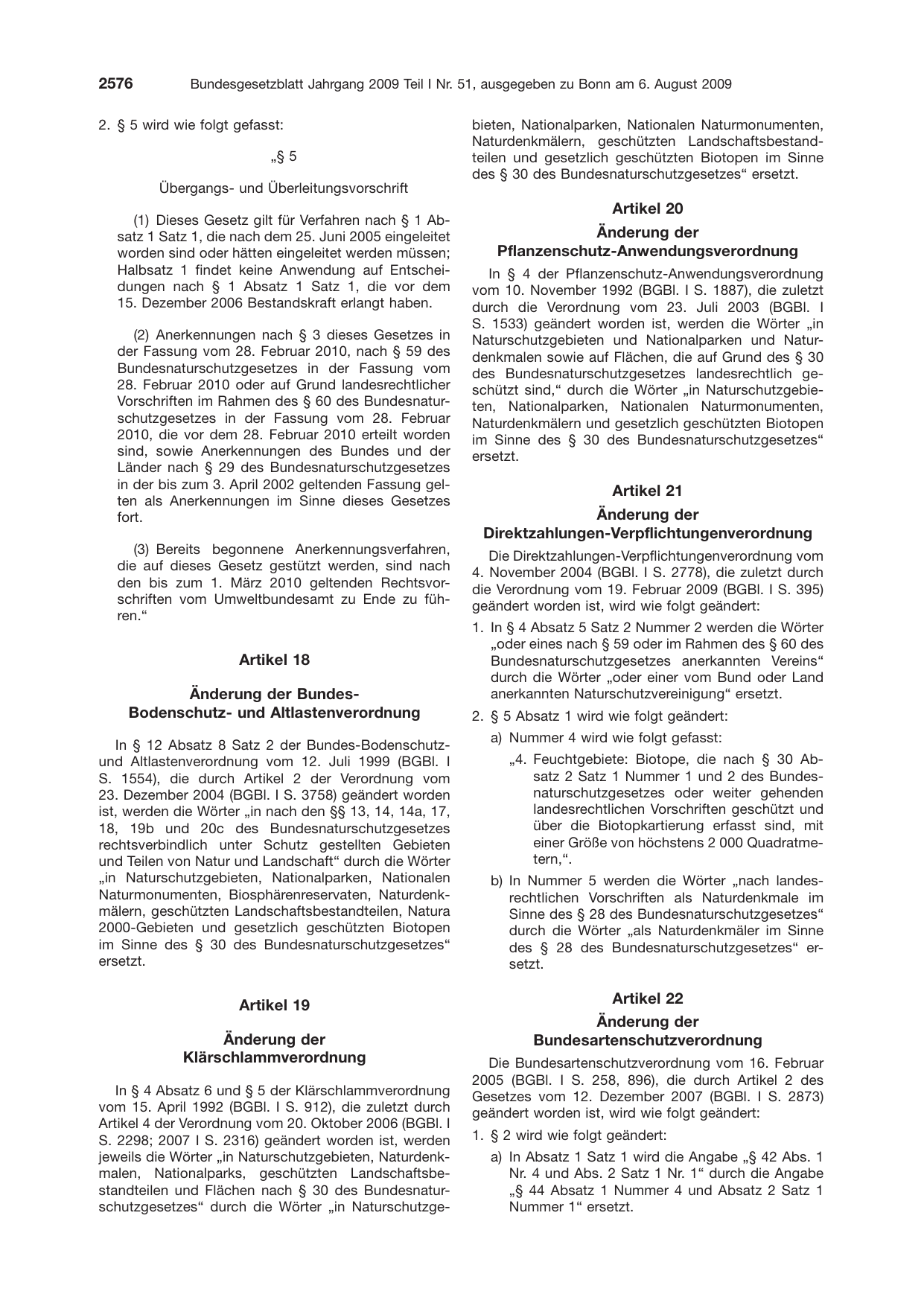 BGBl. 2009, Seite 2576 — Originalseite als Abbildung