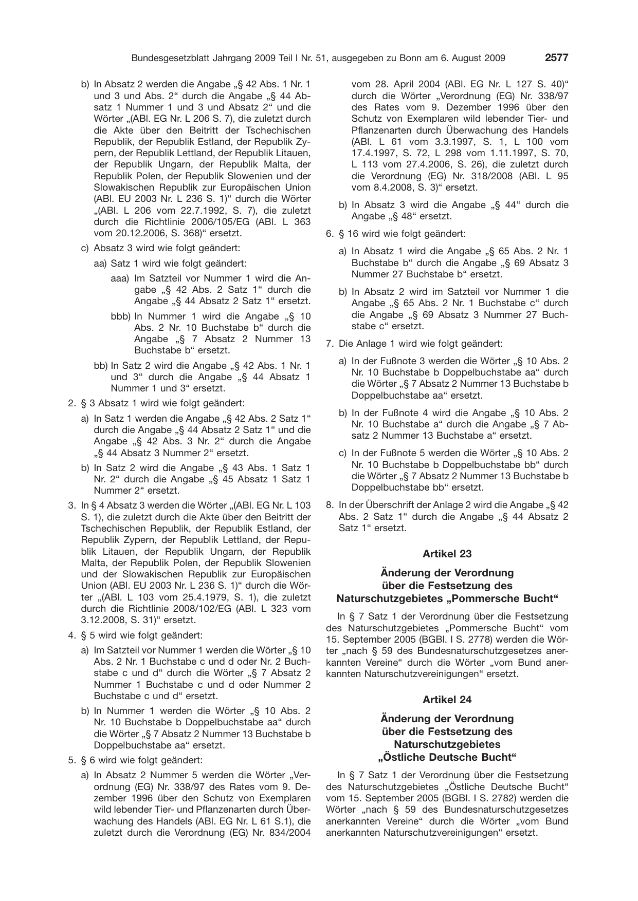 BGBl. 2009, Seite 2577 — Originalseite als Abbildung