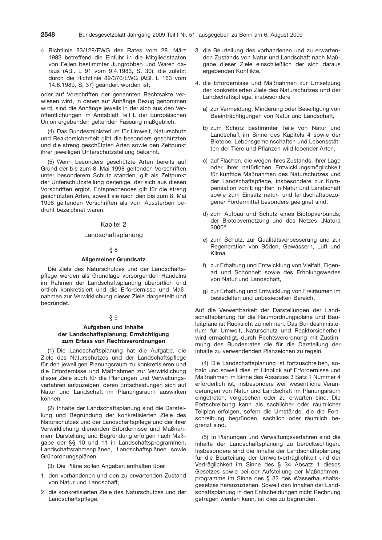 BGBl. 2009, Seite 2548 — Originalseite als Abbildung