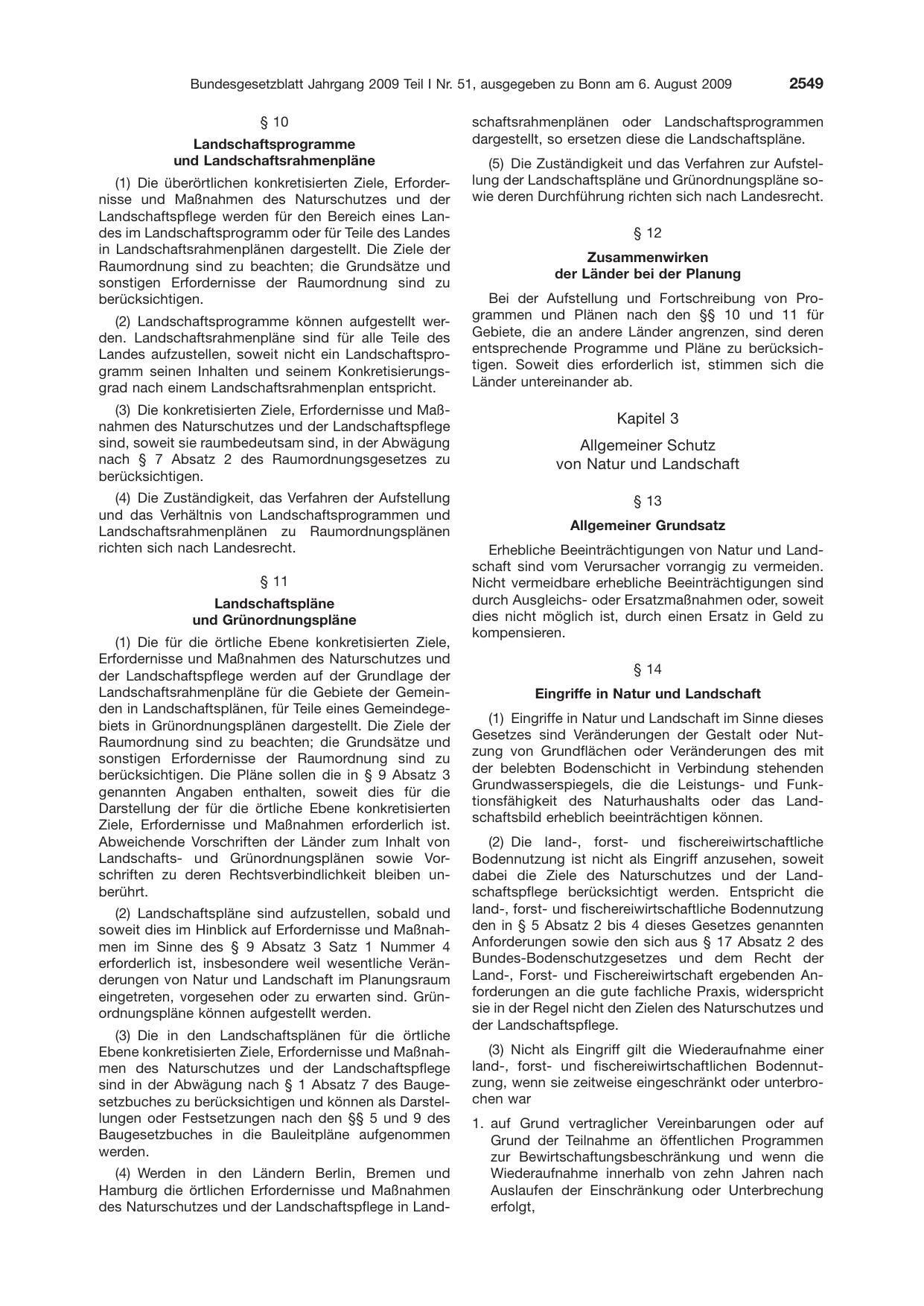 BGBl. 2009, Seite 2549 — Originalseite als Abbildung
