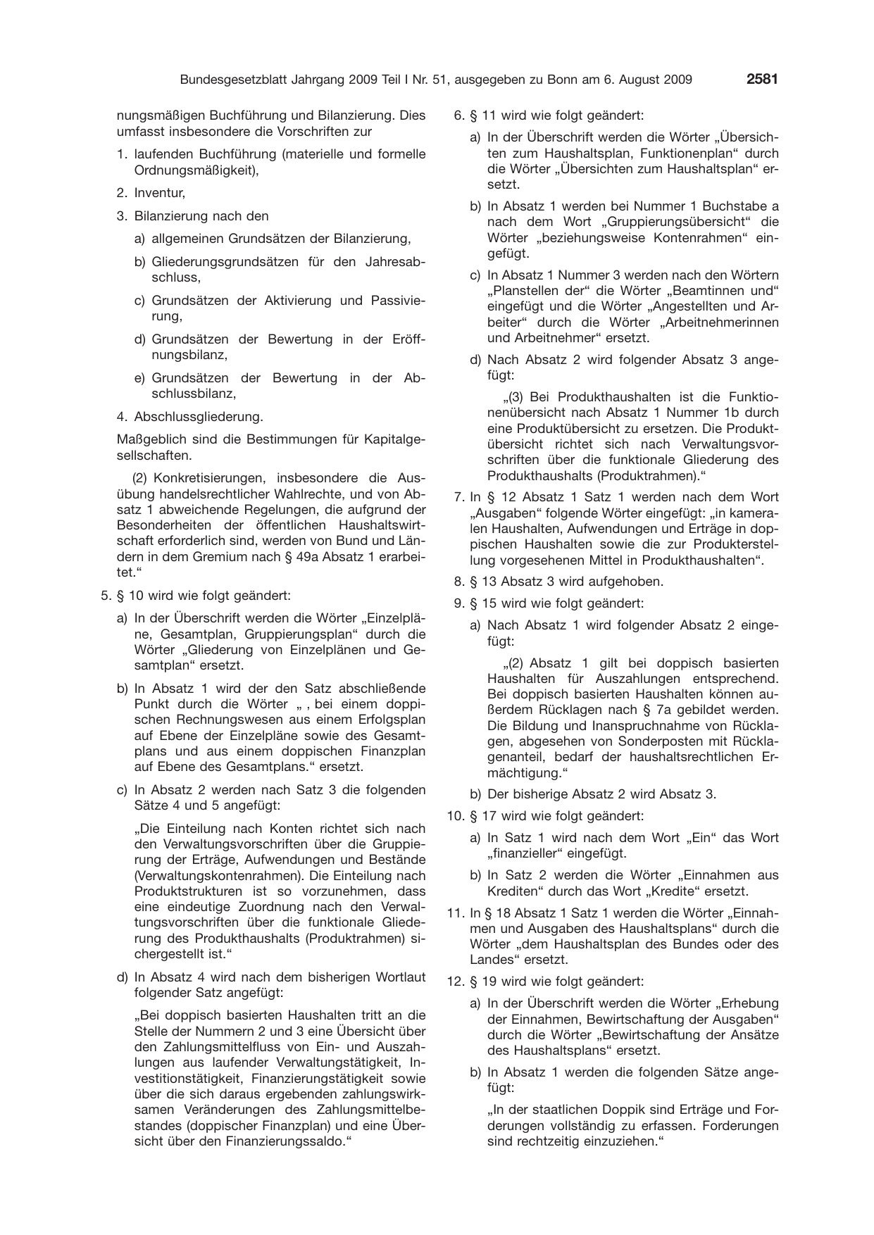 BGBl. 2009, Seite 2581 — Originalseite als Abbildung