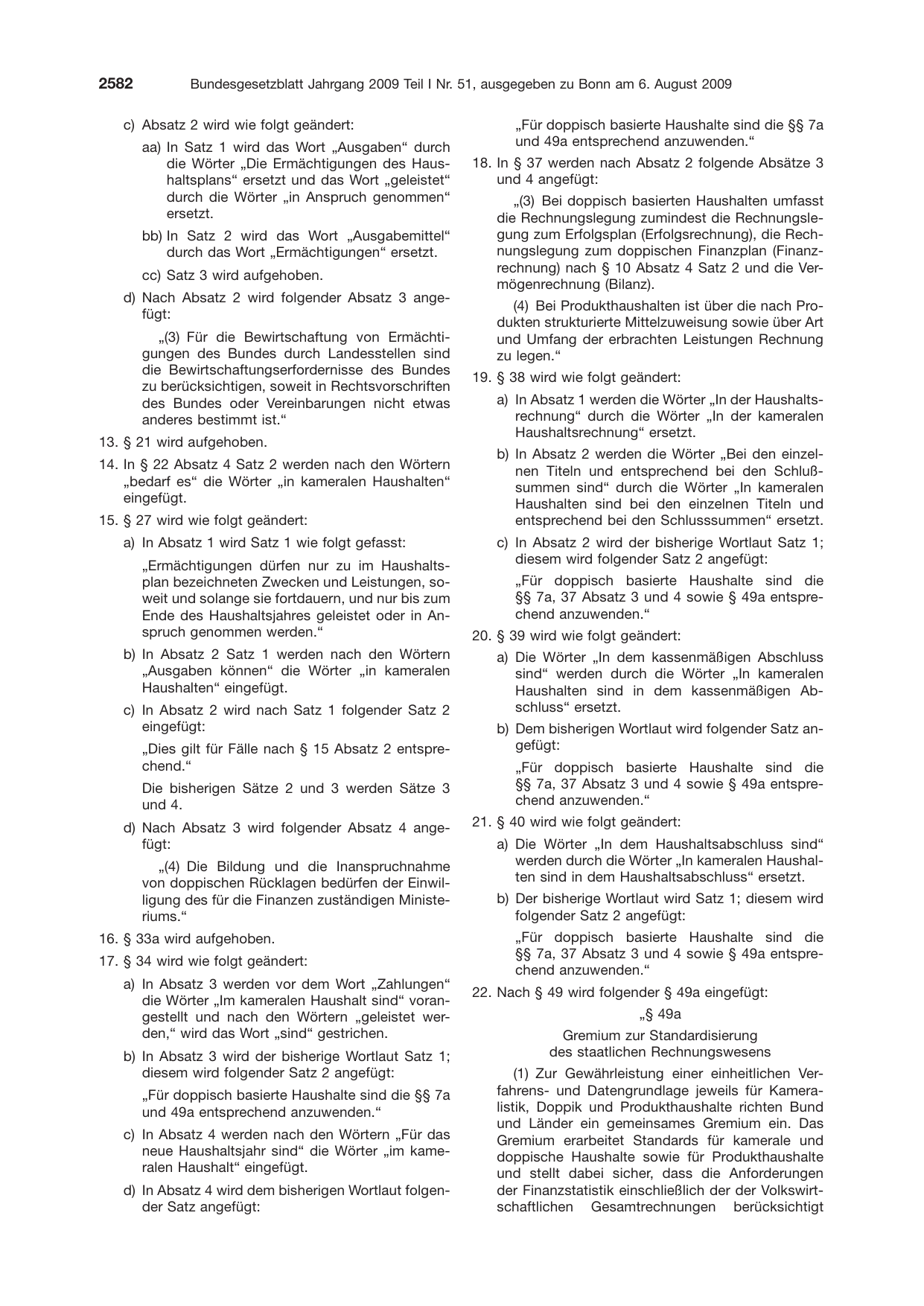 BGBl. 2009, Seite 2582 — Originalseite als Abbildung