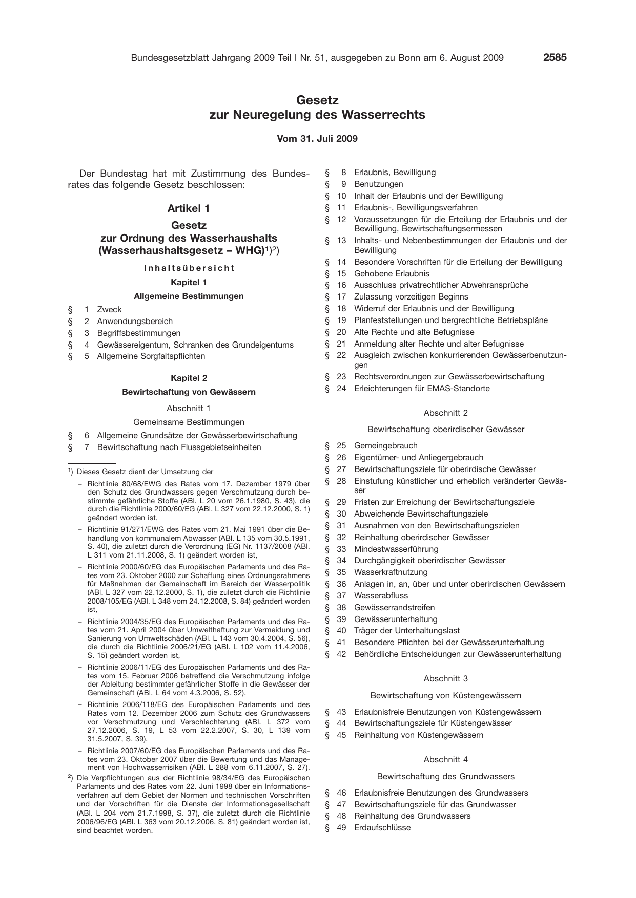 BGBl. 2009, Seite 2585 — Originalseite als Abbildung