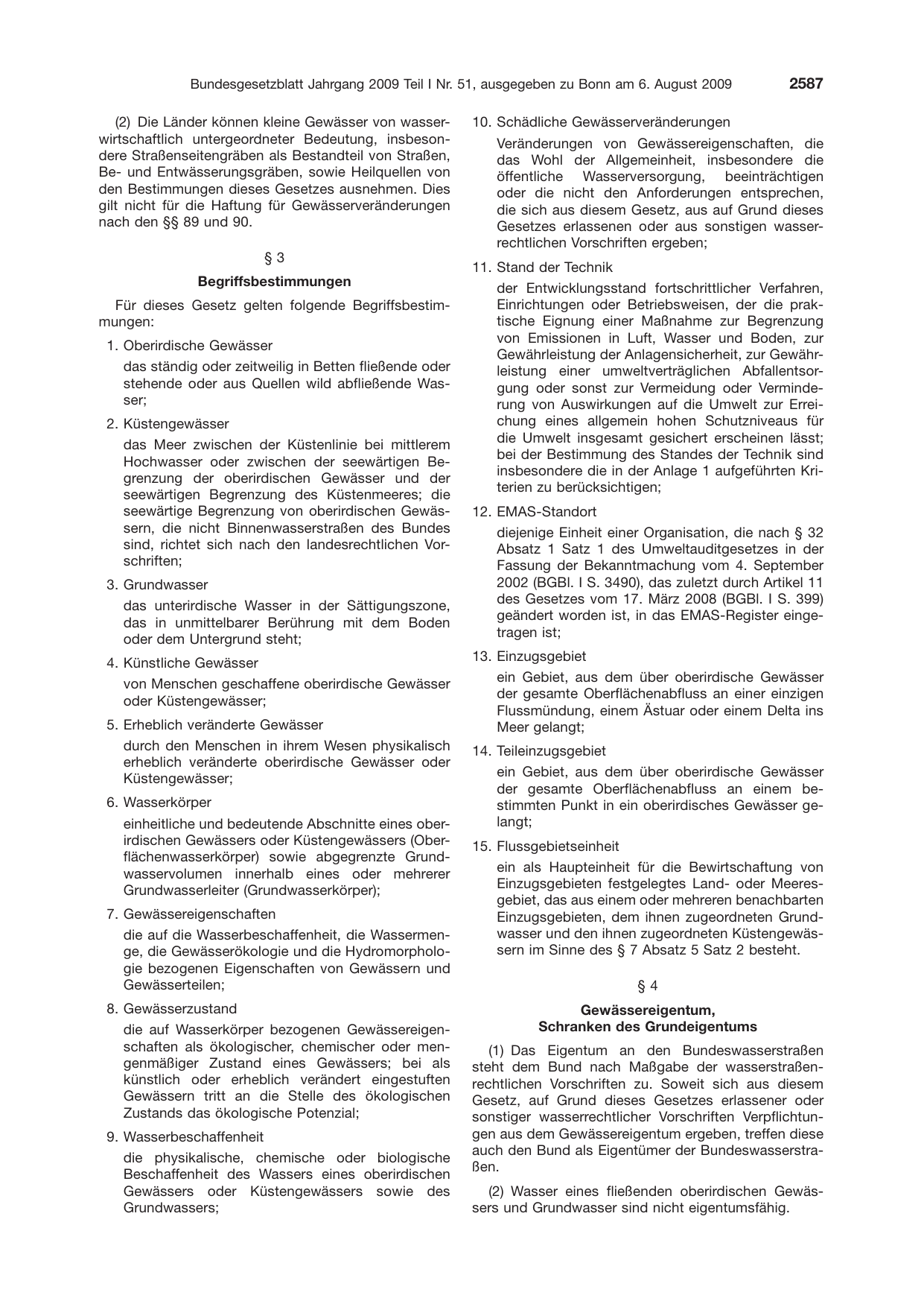 BGBl. 2009, Seite 2587 — Originalseite als Abbildung