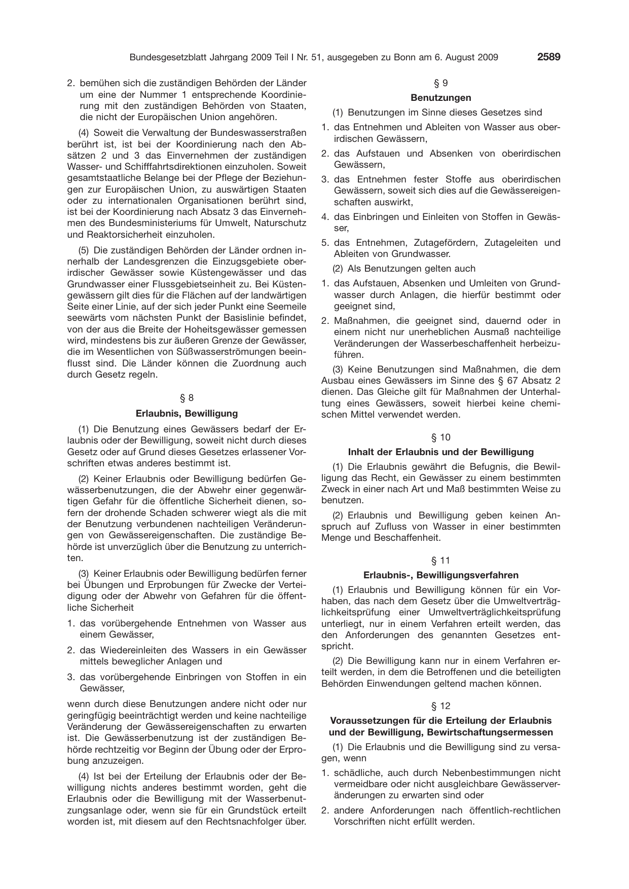 BGBl. 2009, Seite 2589 — Originalseite als Abbildung