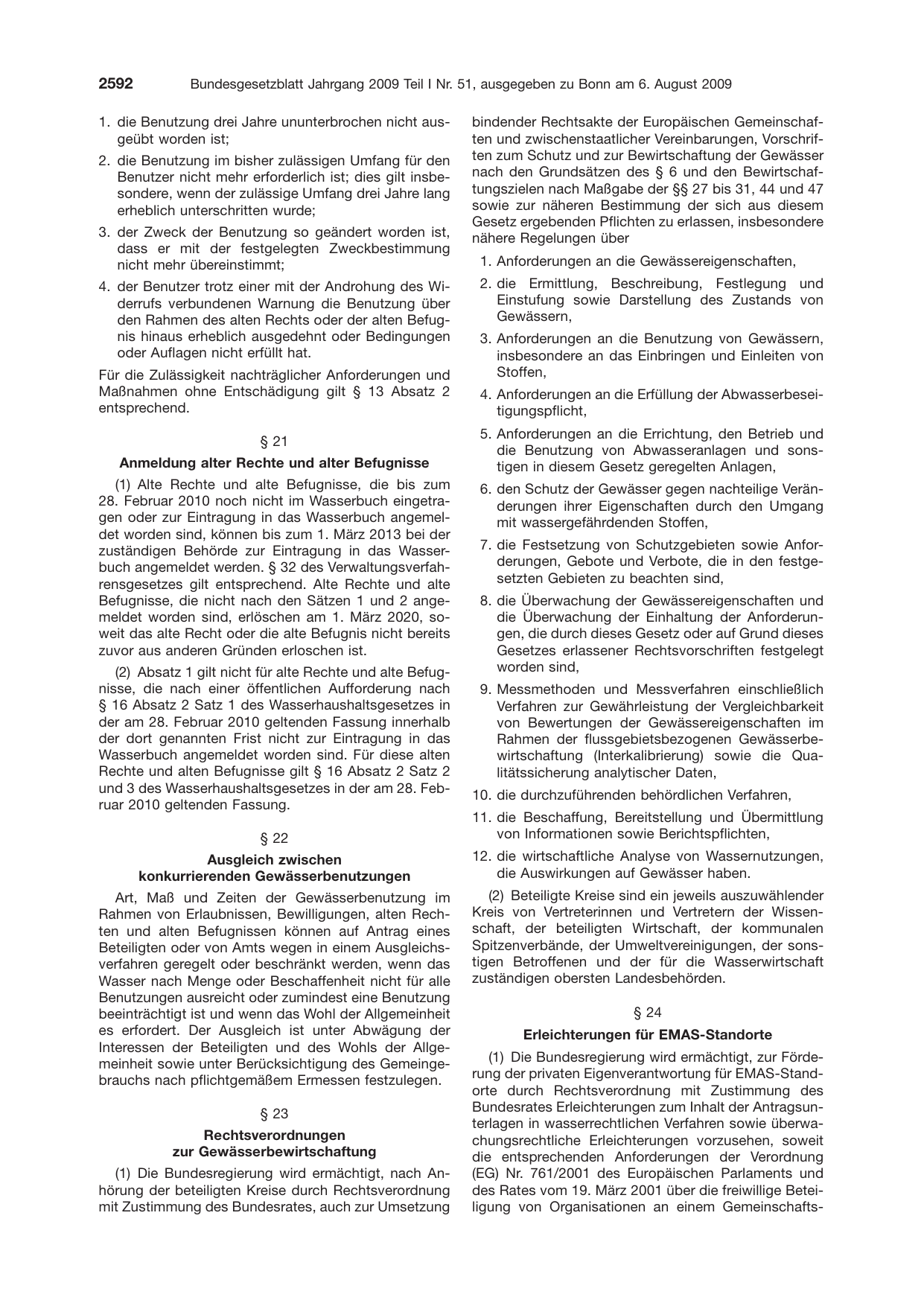BGBl. 2009, Seite 2592 — Originalseite als Abbildung