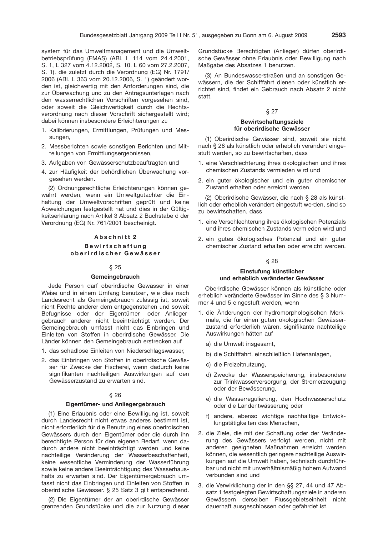 BGBl. 2009, Seite 2593 — Originalseite als Abbildung