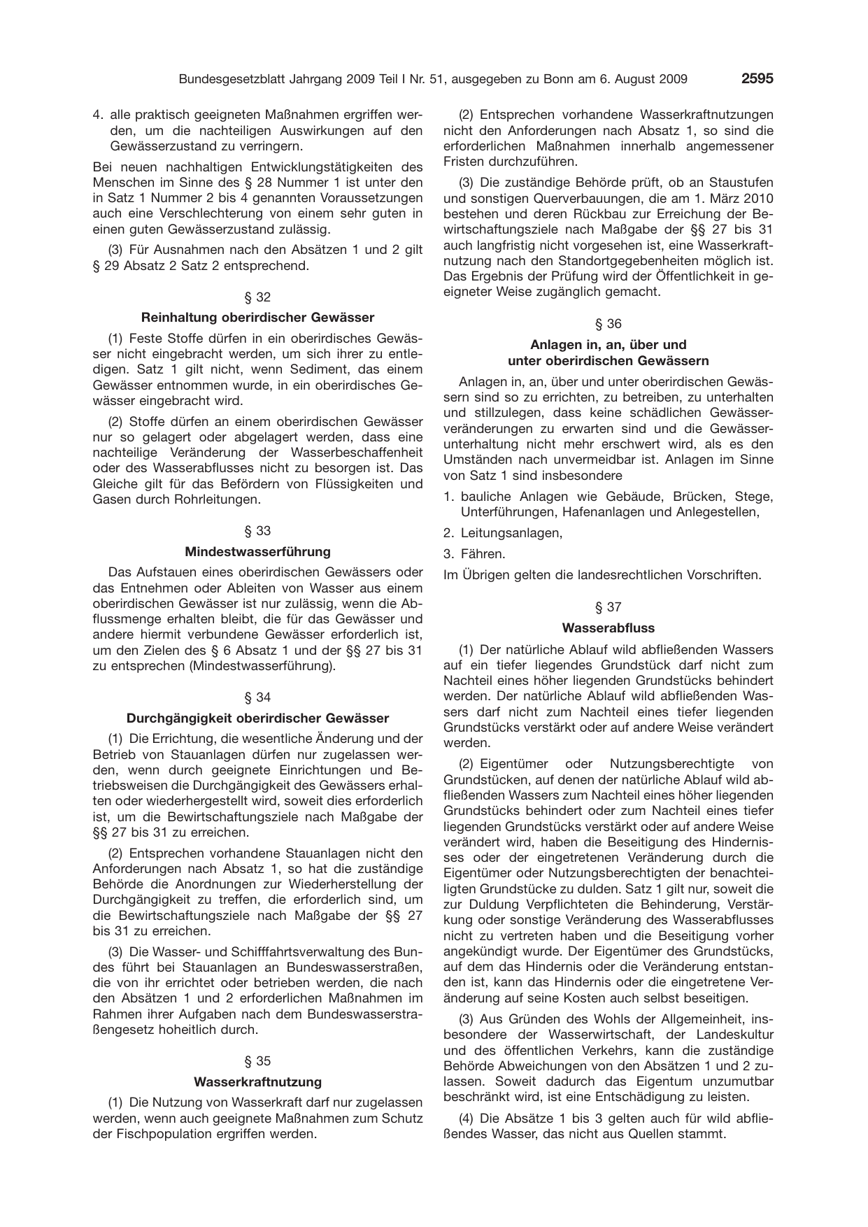 BGBl. 2009, Seite 2595 — Originalseite als Abbildung