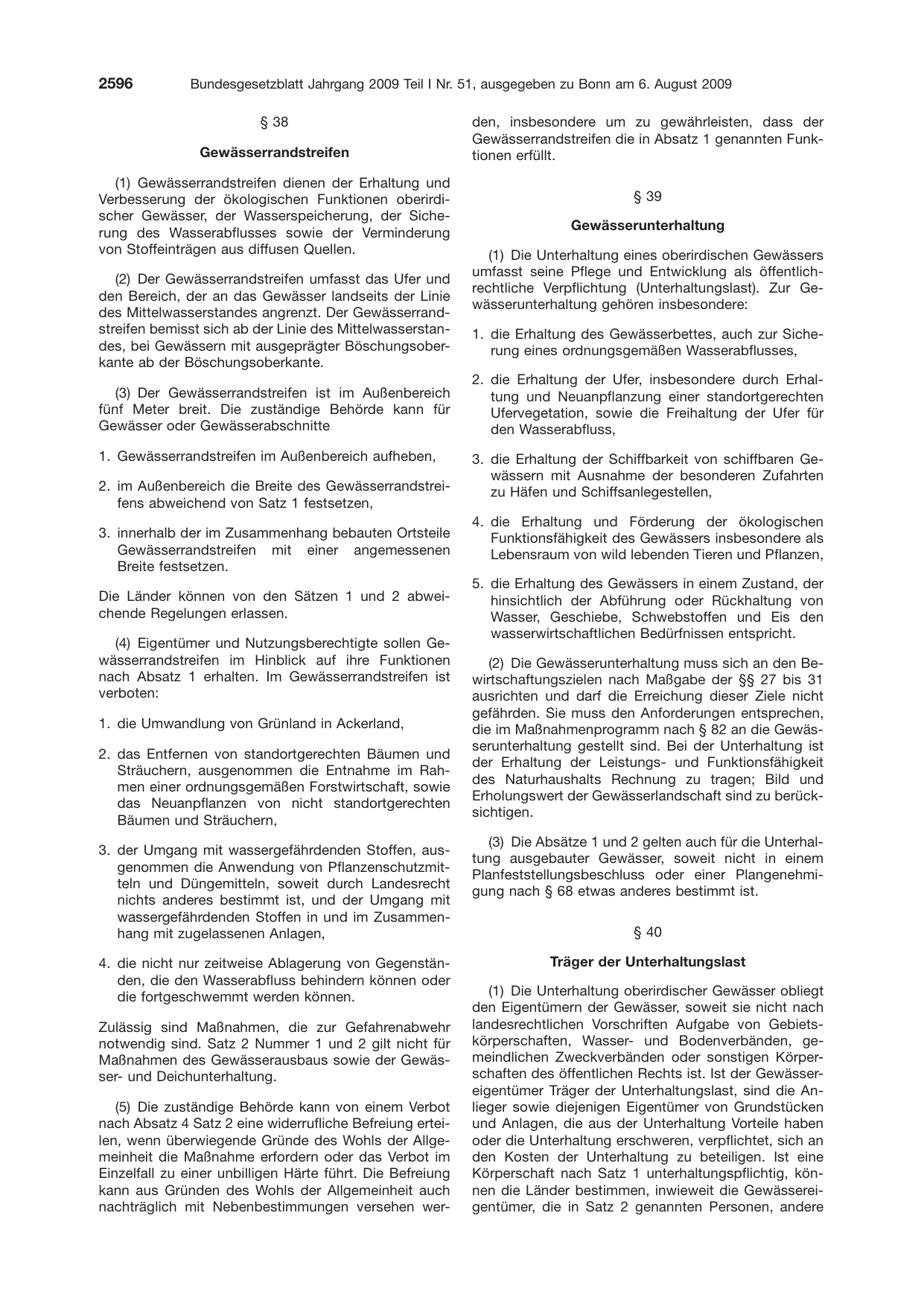 BGBl. 2009, Seite 2596 — Originalseite als Abbildung