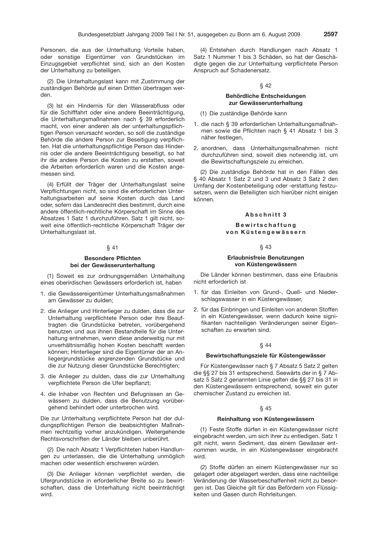 BGBl. 2009, Seite 2597 — Originalseite als Abbildung