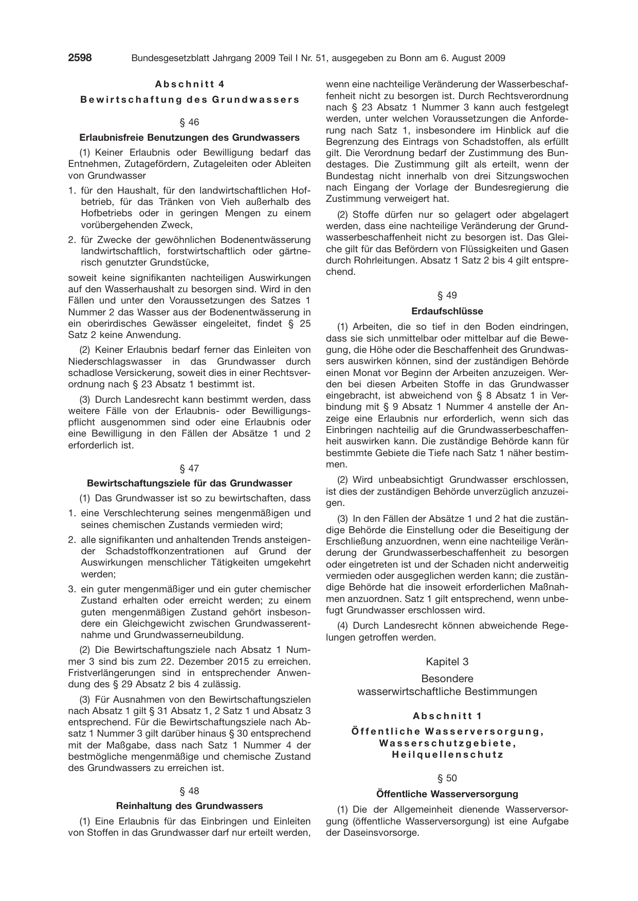 BGBl. 2009, Seite 2598 — Originalseite als Abbildung