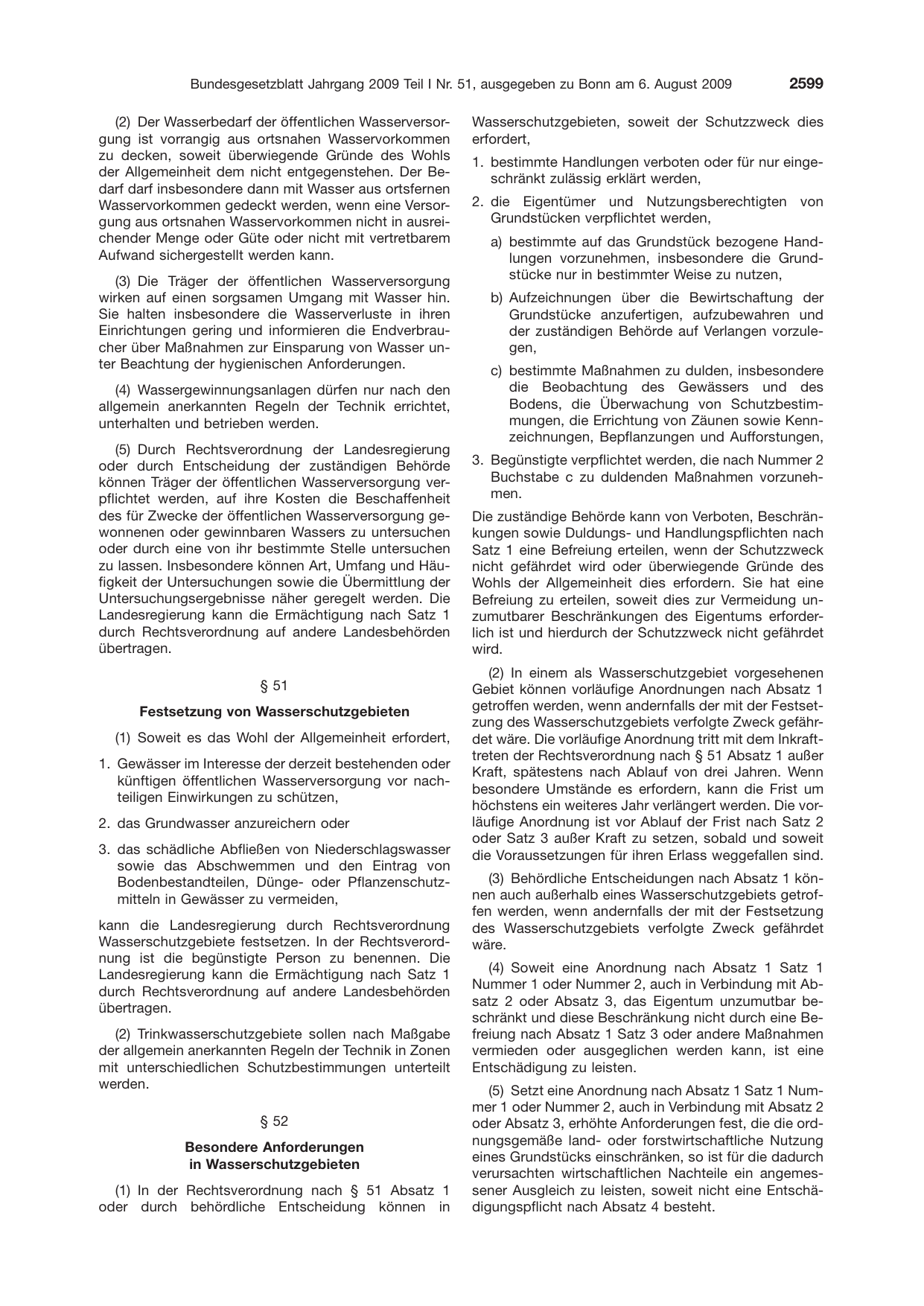 BGBl. 2009, Seite 2599 — Originalseite als Abbildung