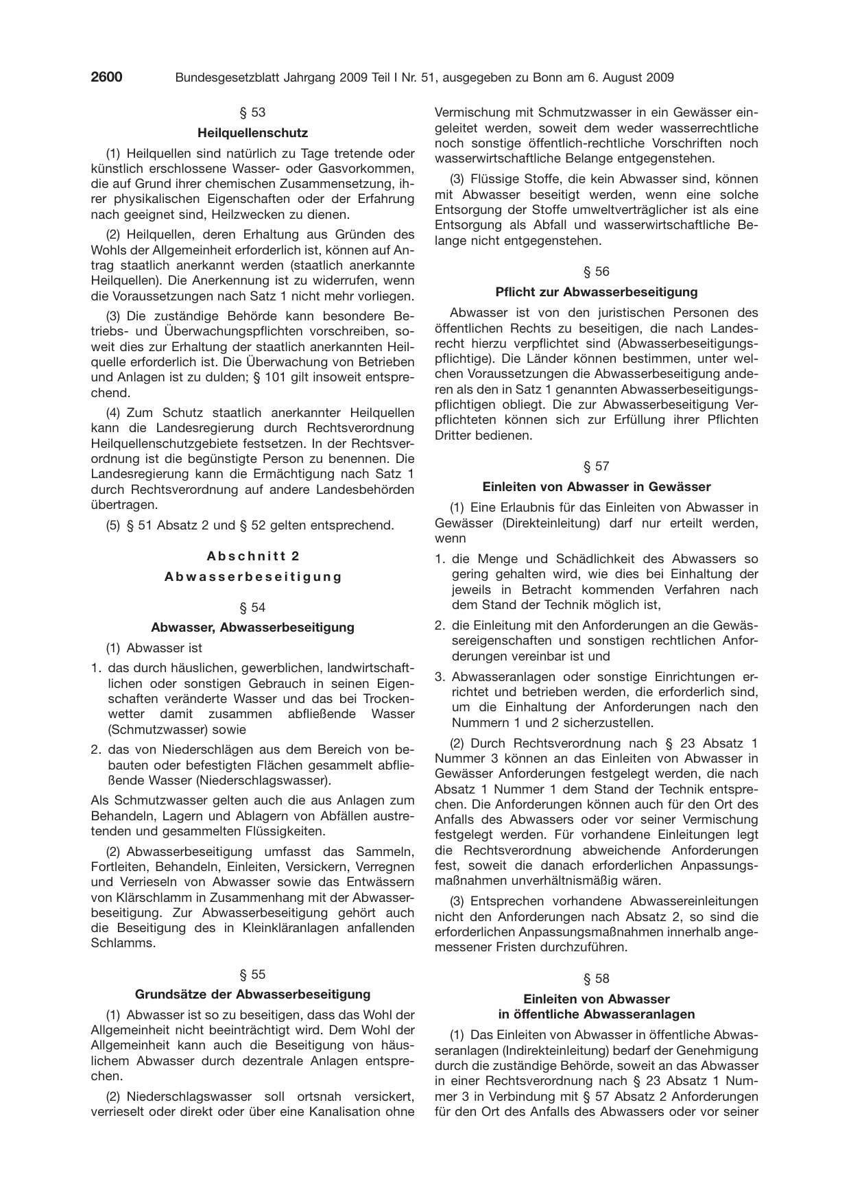 BGBl. 2009, Seite 2600 — Originalseite als Abbildung